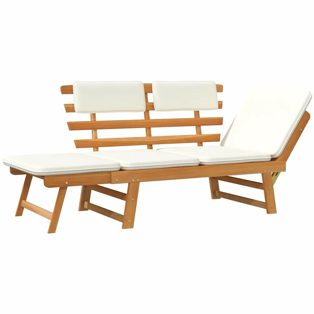 vidaXL Ławka ogrodowa z poduszkami, 2w1, 190 cm, lite drewno akacjowe