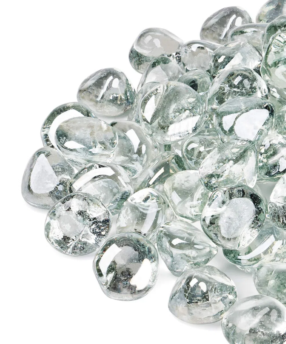 GASPRO 4,5 kg szkło kominkowe diamenty – 2,5 cm przezroczyste szkło kominkowe do paleniska na propan, dekoracyjne szkło palenisko do kominka gazowego, kryształowy połysk