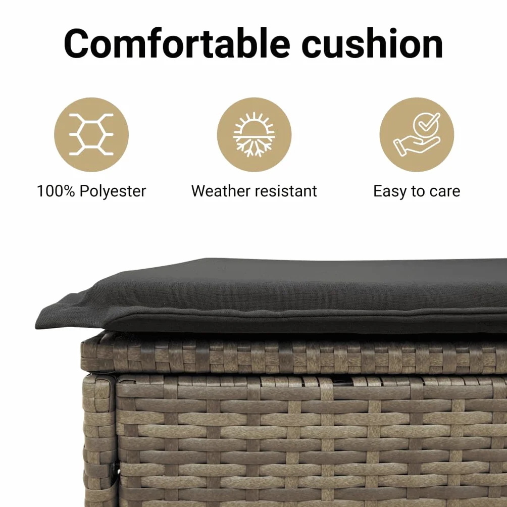 vidaXL Sofa ogrodowa z poduszkami, 2-osobowa, szara, polirattan, kanapa ogrodowa, siedzisko ogrodowe, 2-osobowa sofa ogrodowa, kanapy ogrodowe