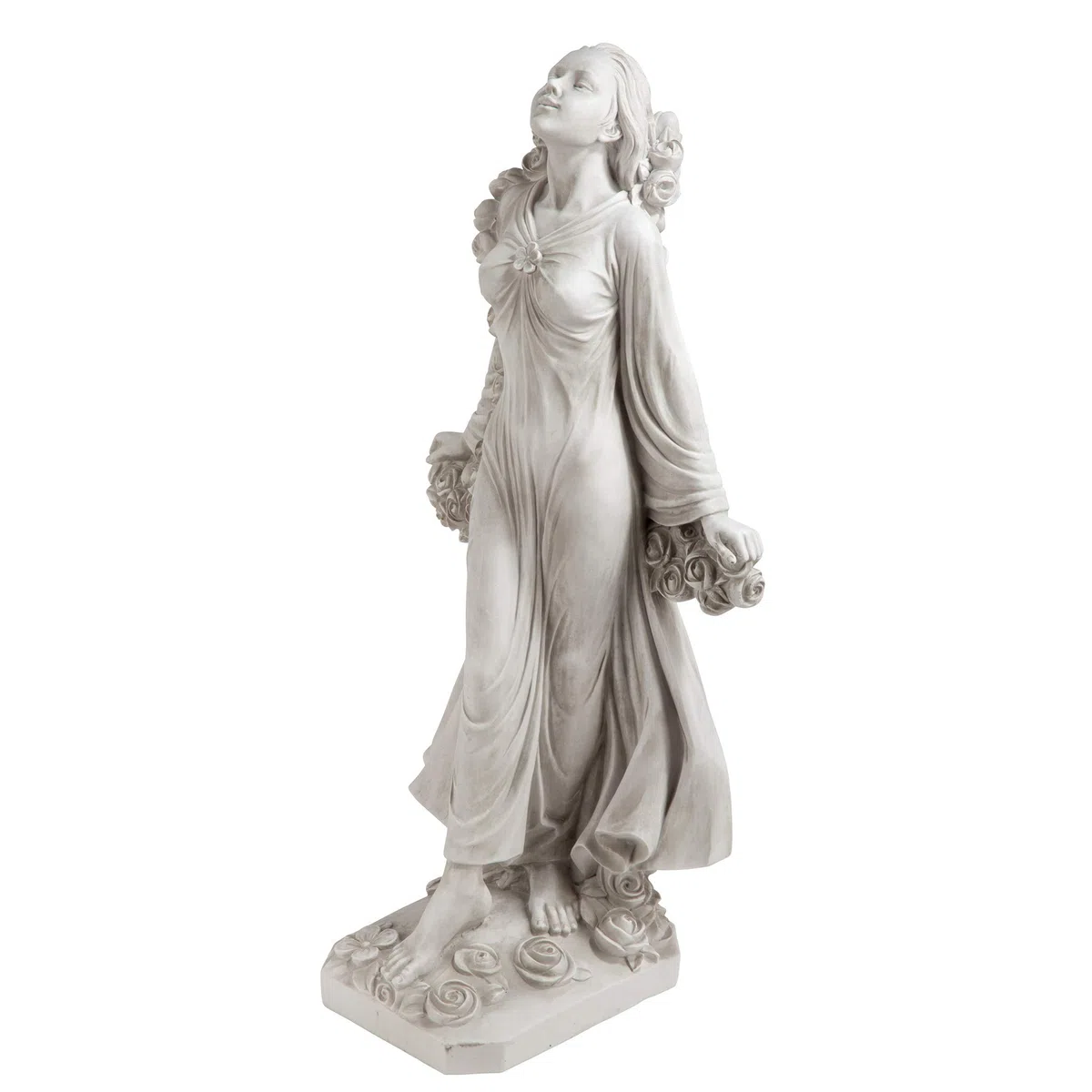 Design Toscano KY47018 Flora Boska Patronka Ogrodów Rzymska Statua, 77,5 cm, żywica poliestrowa, antyczny kamień