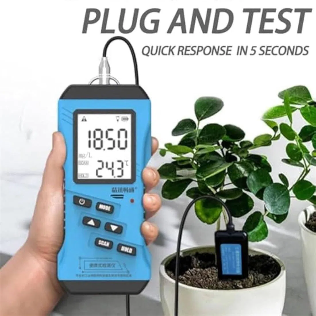 Cyfrowy tester gleby 7 w 1, wysoka dokładność NPK/pH/EC/czujnik wilgotności/temperatury/wilgotności, duży podświetlany wyświetlacz LCD, przemysłowy wytrzymały, bez odczynników do szklarni ogrodowej