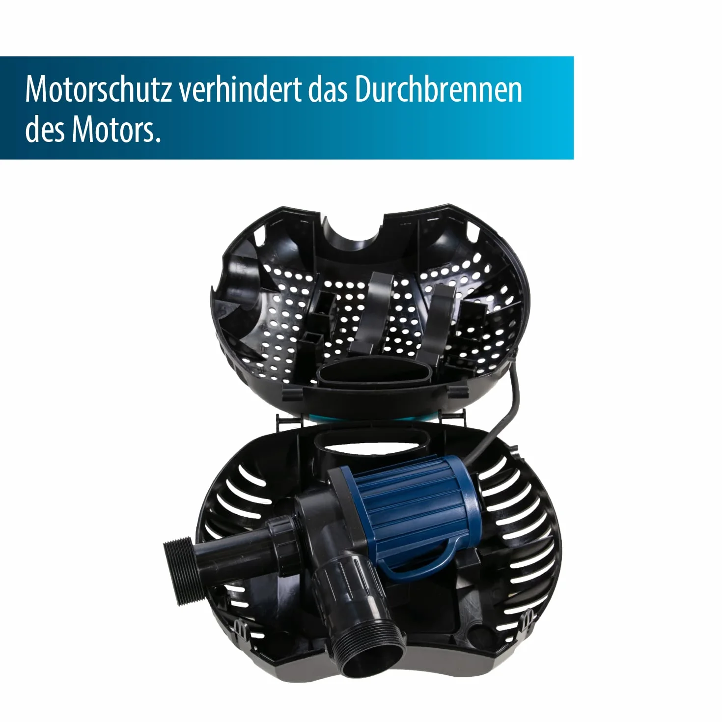 AquaForte O-Plus Vario 10 000 S, przepływ 6-10 m³/h, wysokość tłoczenia 5,5 m, 34-85 W, dopływ 1½" + 2", odpływ 2", ochrona przed pracą na sucho