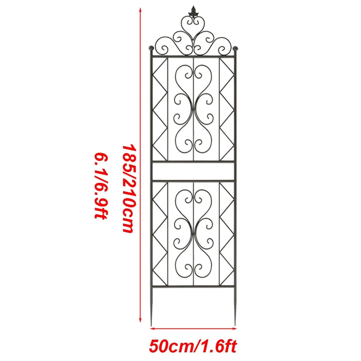 Wolnostojąca metalowa kratka ogrodowa odporna na rdzę róża ogrodzenie podtrzymujące 2 szt. zielona rama wspinaczkowa do roślin na zewnątrz 50 x 185 cm dekoracja ogrodowa do kwiatów i warzyw