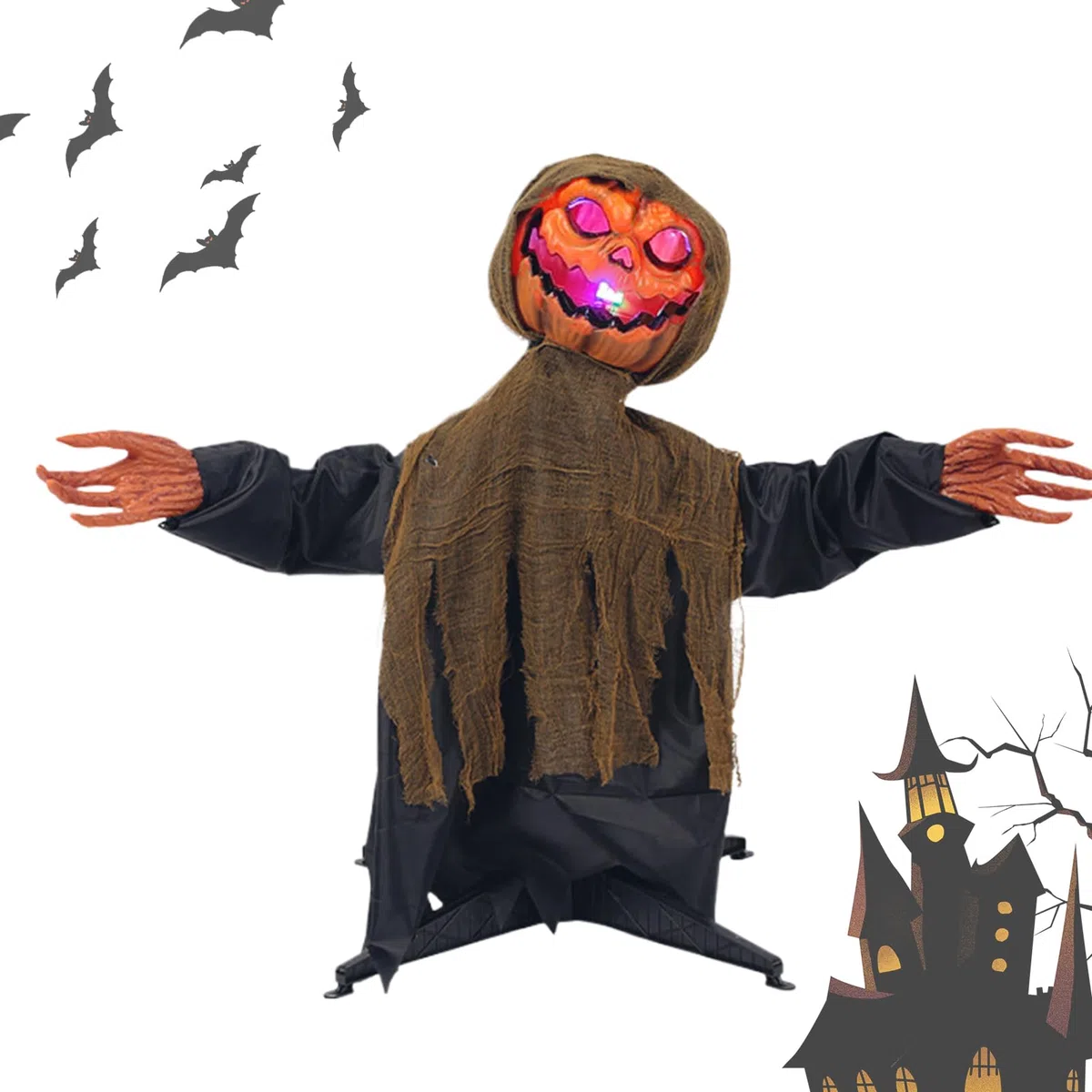 Animowane Dekoracje Halloweenowe Duch Z Dyni Do Ogrodu | Podświetlana Kołysząca Się Upiorna Dekoracja Z Dźwiękiem Na Taras Ogród Podwórko Przedogródek