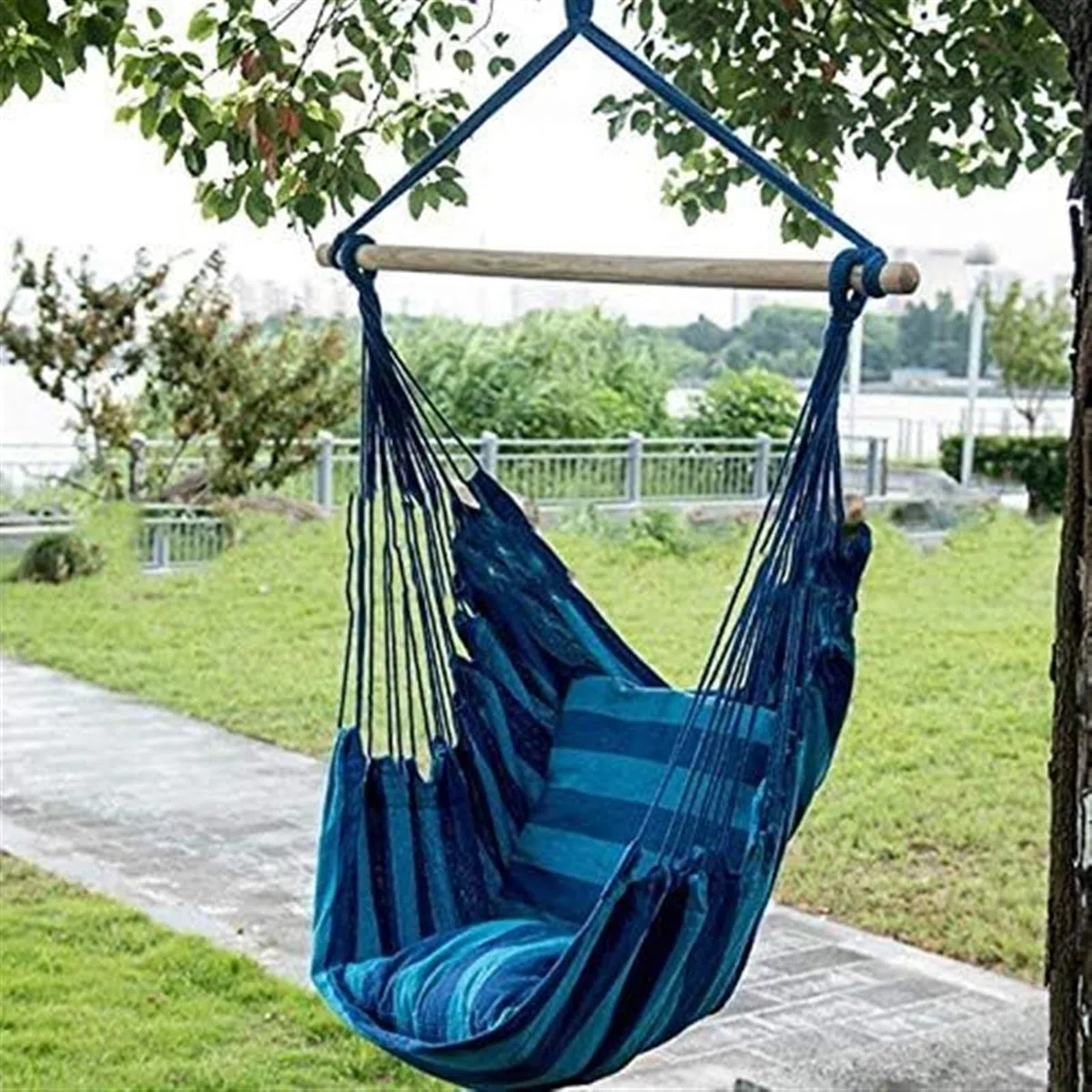 Wiszący fotel hamakowy na płótnie | 31,5 x 49,6 cala Wewnątrz, na zewnątrz, w ogrodzie Camping Travel: Wiszący hamak-huśtawka