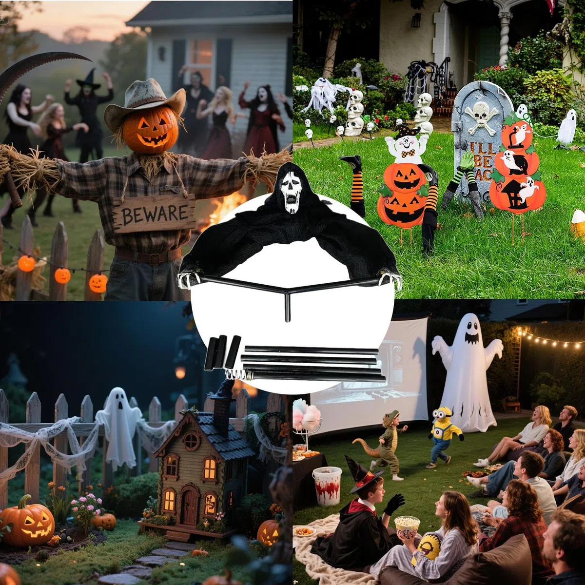 Halloweenowe Zewnętrzne Dekoracje Czarownicy Zewnętrzna Dekoracja Stracha | Odporna na Warunki Atmosferyczne Ozdoby do Scen Horroru dla Cmentarza Ogrodu Podwórka i Nawiedzonego