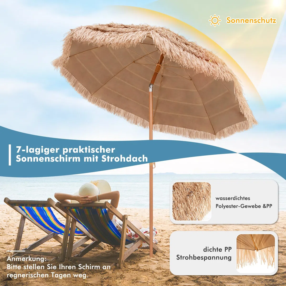 COSTWAY Parasol przeciwsłoneczny Hawaii