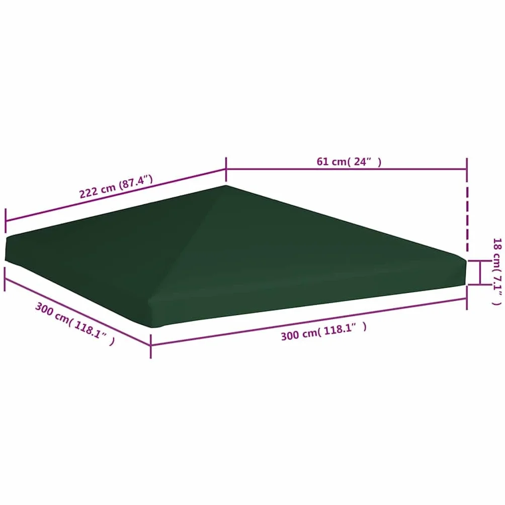 vidaXL Zadaszenie altany ogrodowej, 310 g/m², 3 x 3 m, zielone