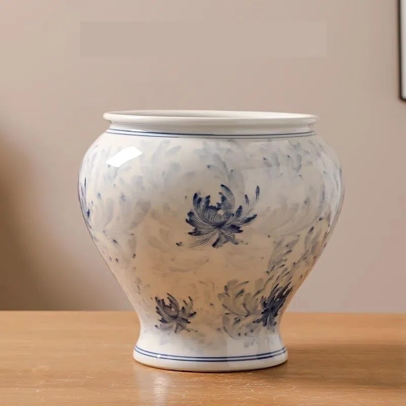 Doniczka ogrodnicza Ceramiczna doniczka niebiesko-biała porcelana lekka luksusowa chińska retro styl duża kaliber