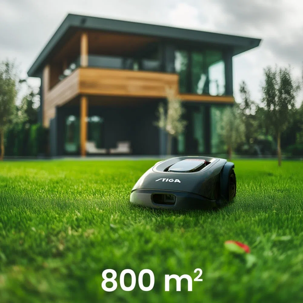 STIGA 8 - Bezprzewodowy robot koszący do trawy, nawigacja AGS i GPS-RTK, do 800 m², sterowanie aplikacją, łatwa instalacja