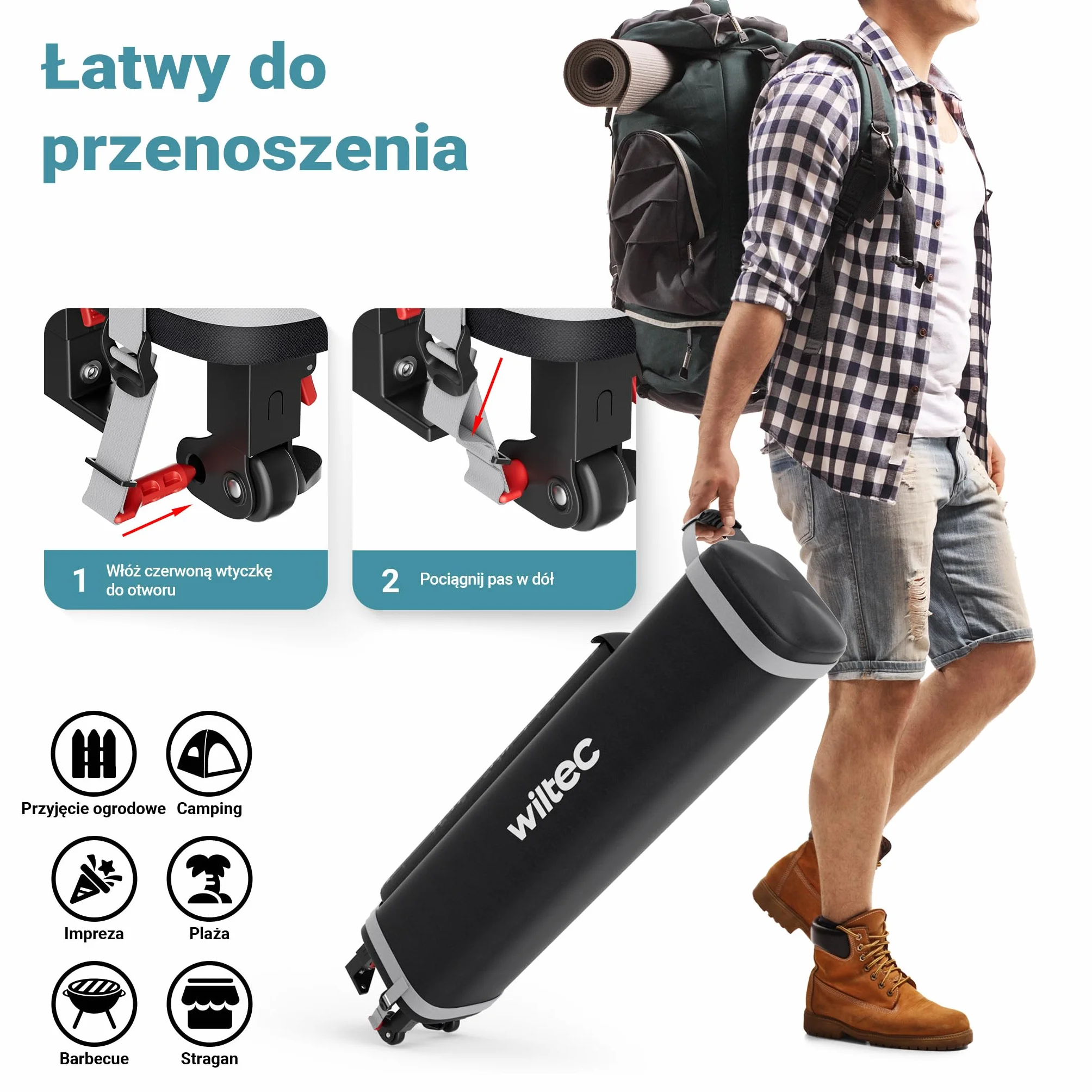 Wiltec Namiot ogrodowy składany 3x3m niebieski ze ścianą
