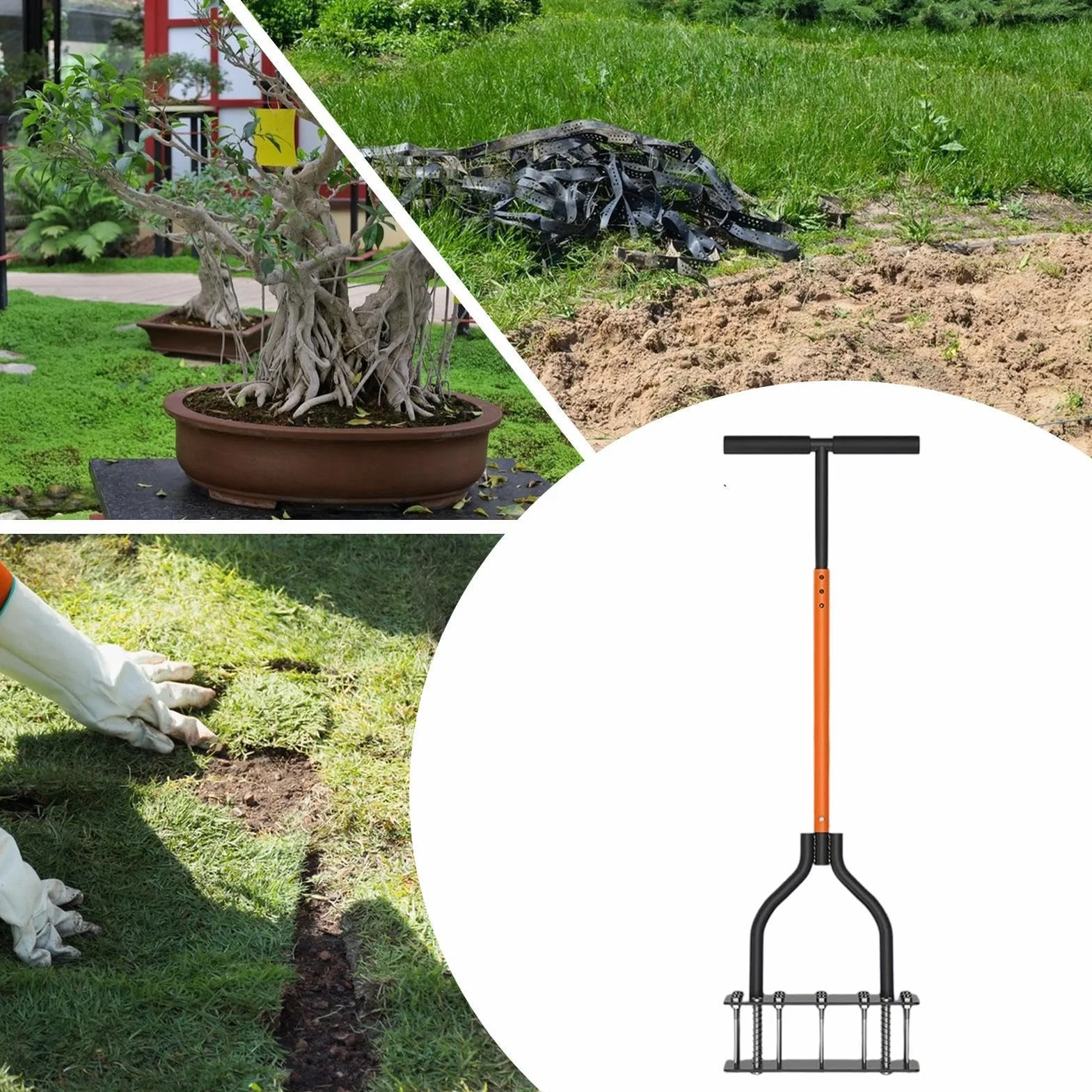 Aerator do Trawnika Narzędzie ogrodowe z mechanizmem sprężynowym | Wytrzymałe Narzędzie do Aeracji Trawnika Do Ziemi Golfowego Parku Jesienna Pielęgnacja Trawy Wiosenne Ogrodnictwo