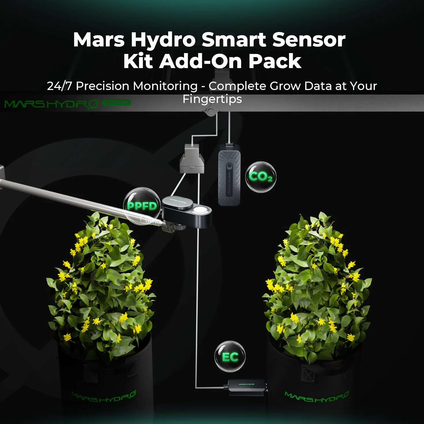 MARS HYDRO Zestaw inteligentnych czujników: PPFD, CO₂ i czujniki gleby do iControl i iHub-Pro, precyzyjne monitorowanie i kontrola środowiska podczas uprawy w pomieszczeniach