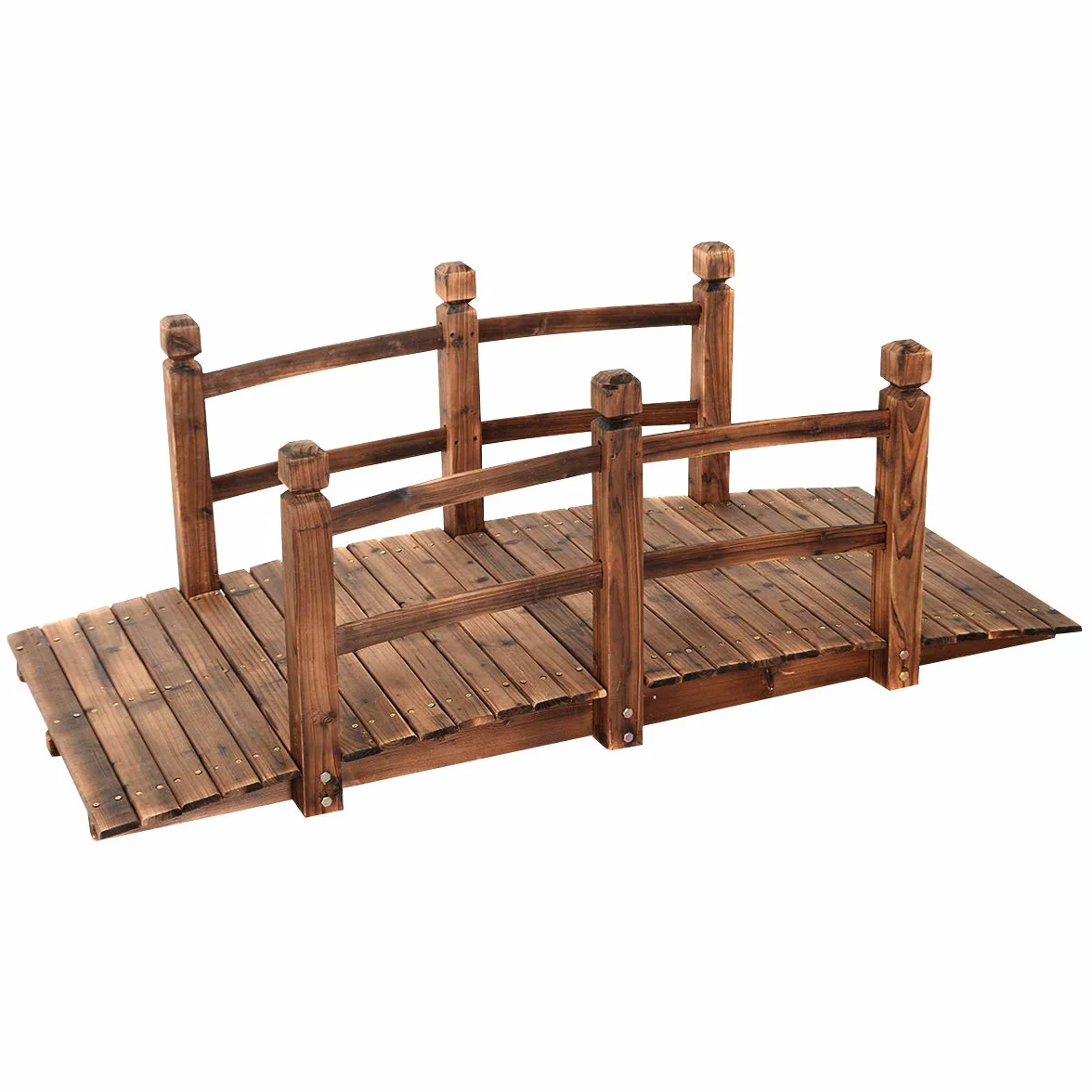GOPLUS Drewniany most ogrodowy do 100 kg brązowy 150 x 67 x 55 cm