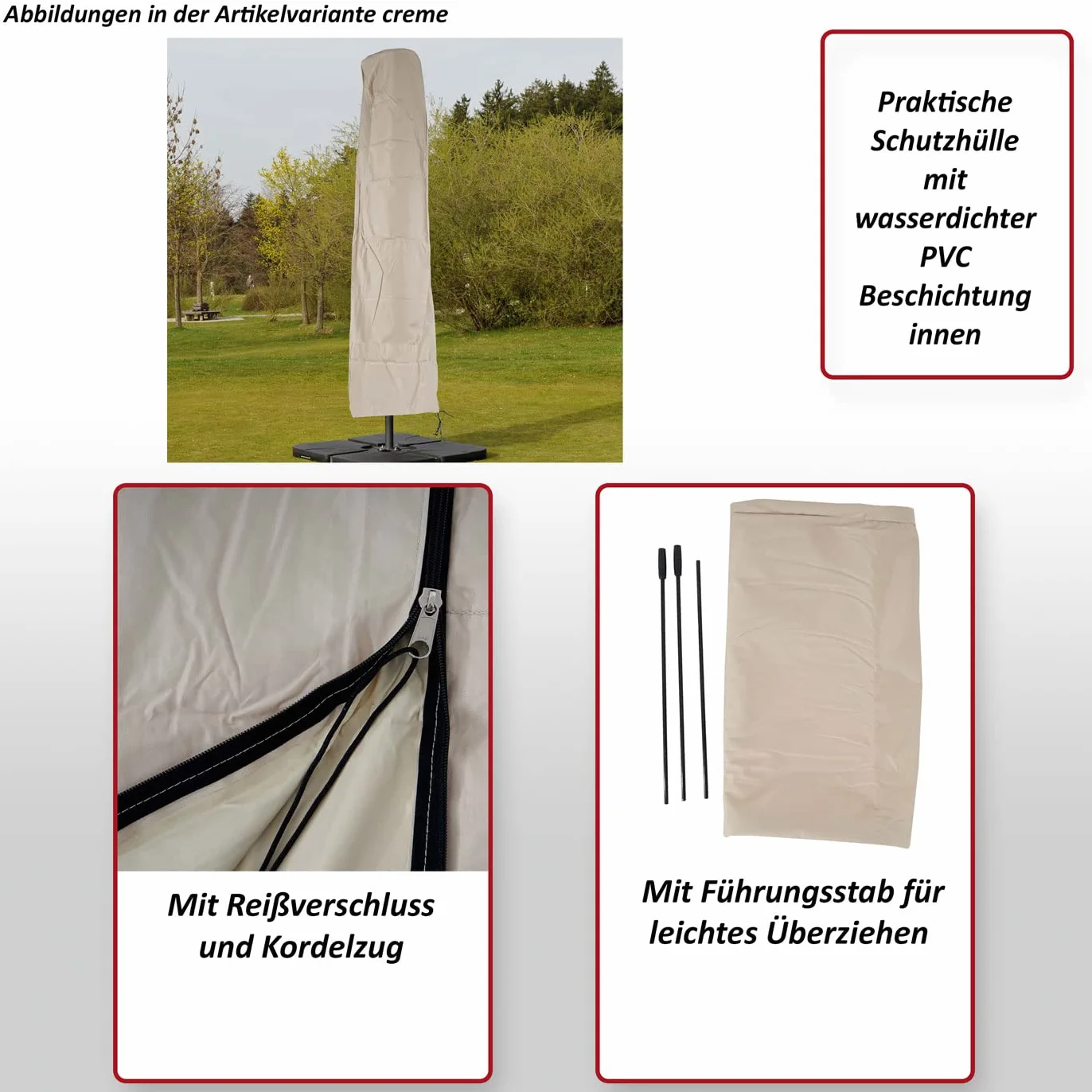 Mendler Pokrowiec ochronny HWC na parasol przeciwsłoneczny do 4,3 m (3 x 3 m), pokrowiec ochronny z zamkiem błyskawicznym ~ antracyt