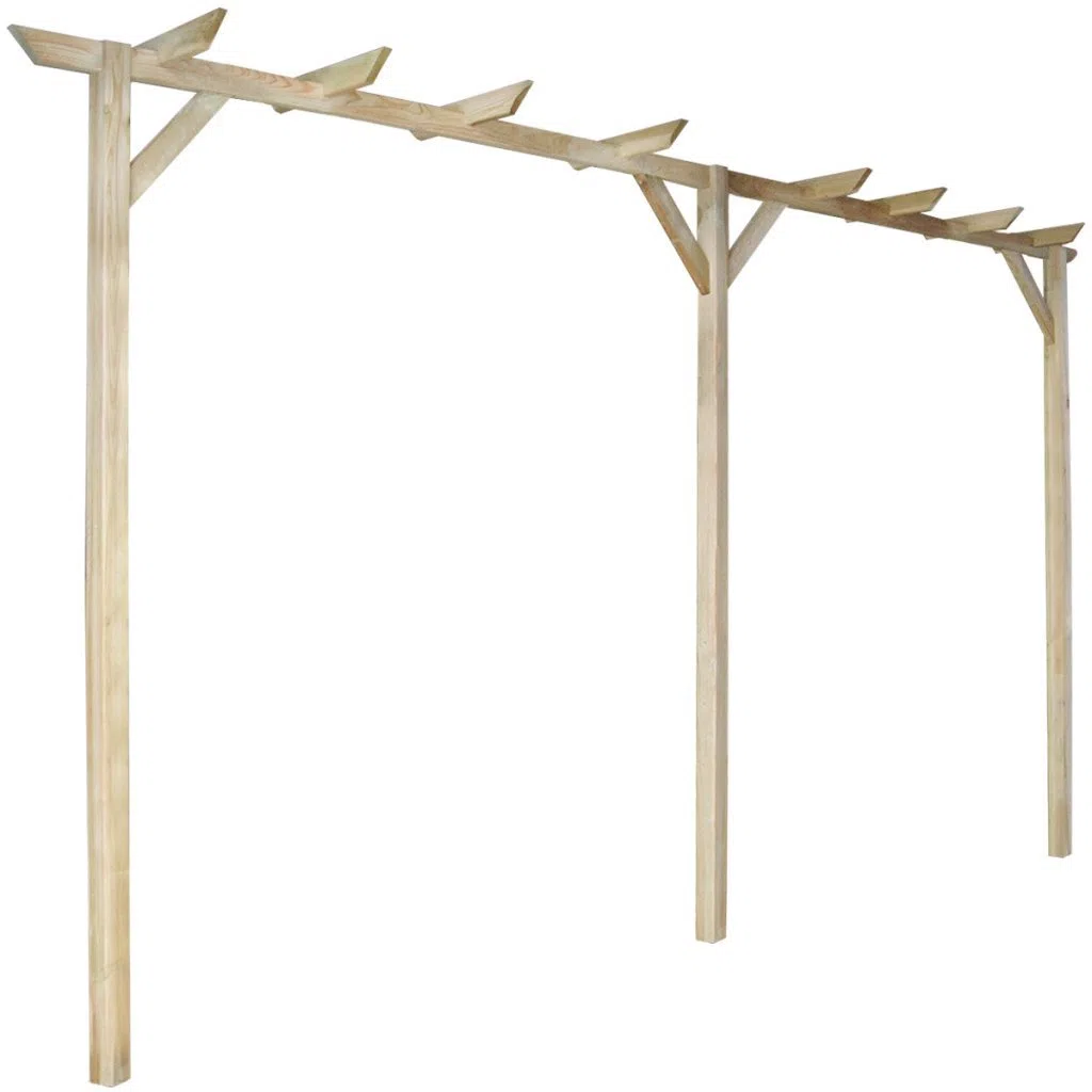 pergola ogrodowa z drewna z trzema słupkami 400 x 40 x 205 cm