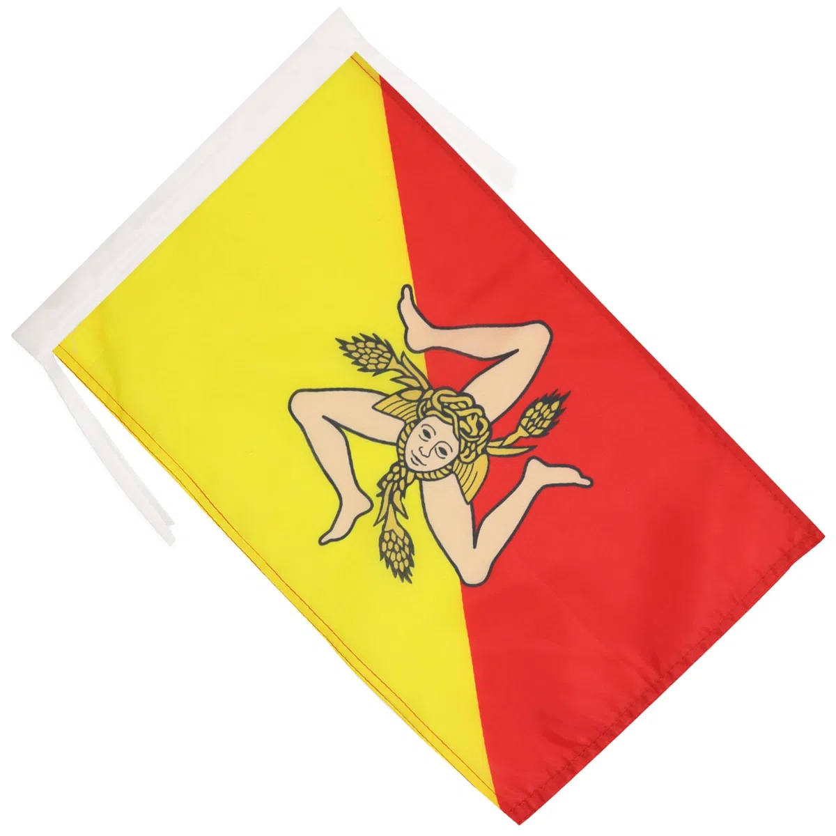 Drapeau Sicile en Polyester 100D avec Cordelettes, 45cm x 30cm