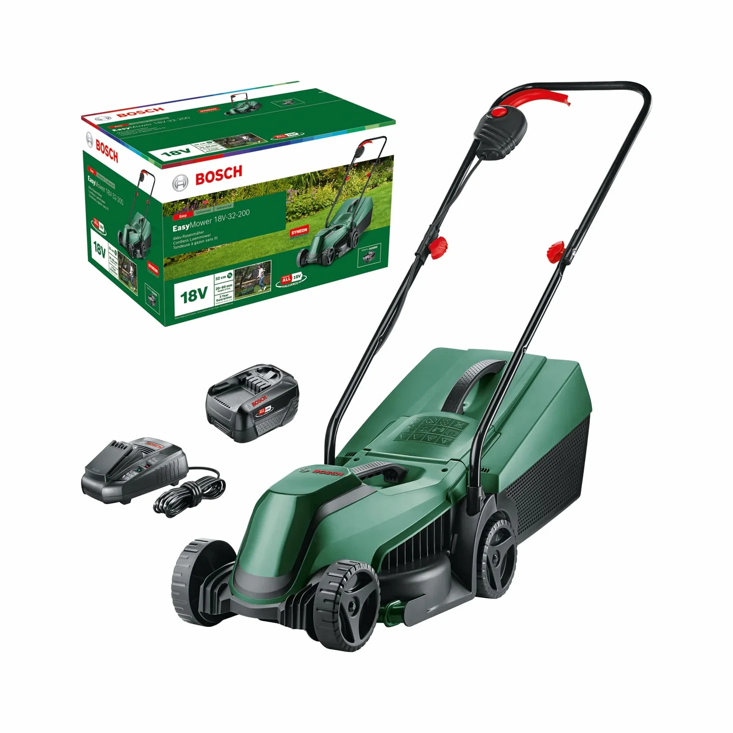 Bosch Home and Garden Kosiarka Akumulatorowa Bosch EasyMower 18V-32-200, 1 Akumulator 4 Ah, System 18V, Szerokość Cięcia 32 cm, Opakowanie Kartooptymalne
