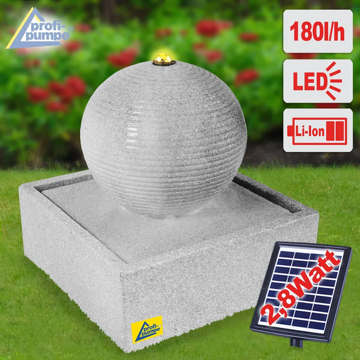 Solarna fontanna ogrodowa z oświetleniem LED, dekoracja ogrodowa, pompa z żywicy poliestrowej