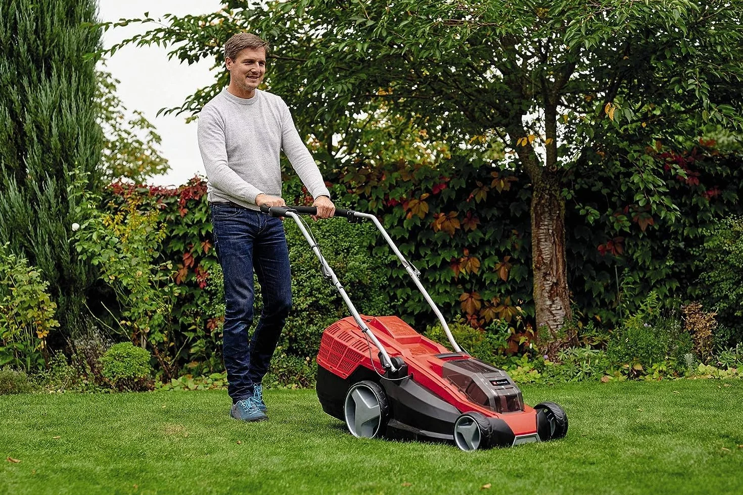 Einhell GE-CM 36/43 Li M-Solo Kosiarka, Czerwony/Czarny, 139 x 51,5 x 91 cm, 13,15 kg