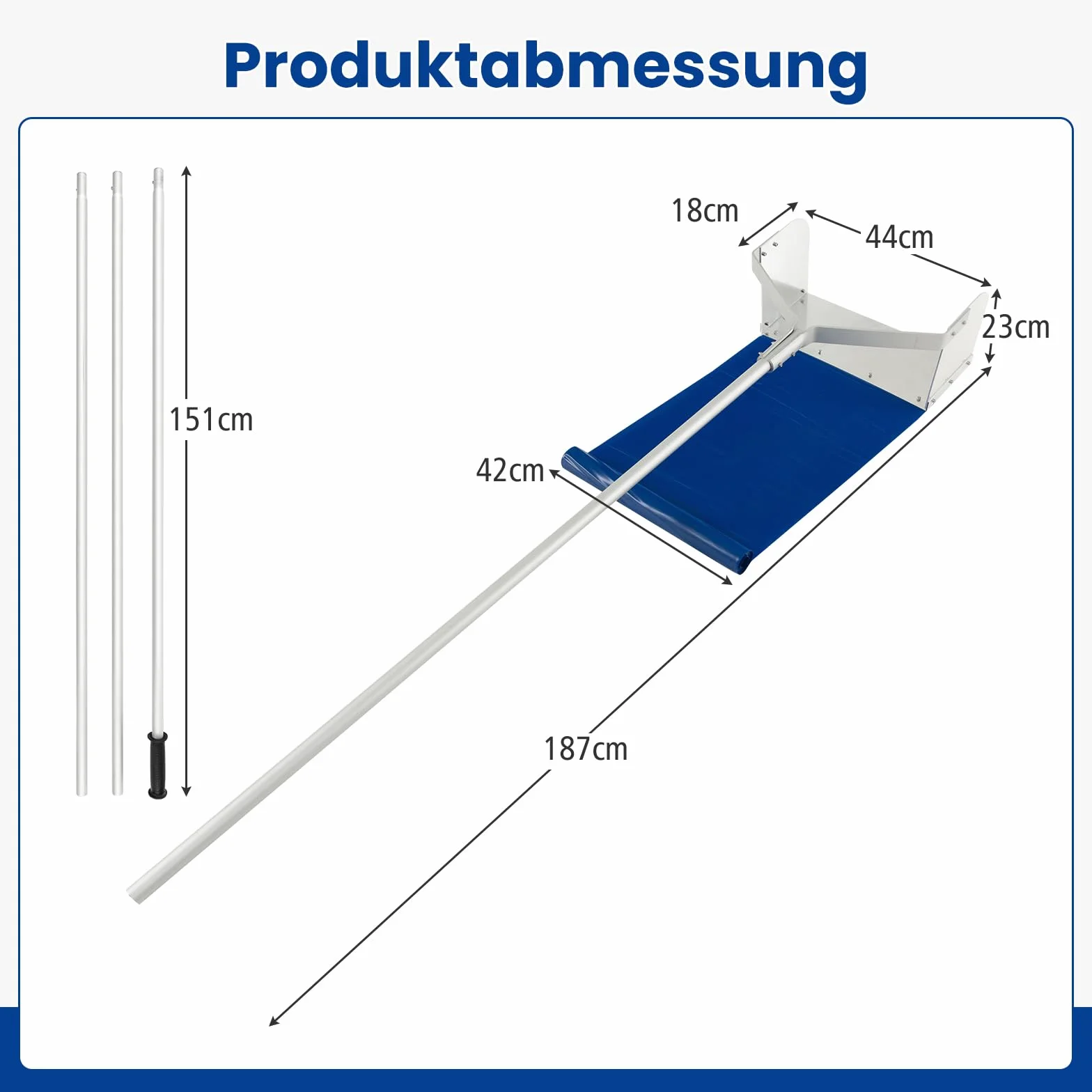 COSTWAY Odśnieżarka do dachu, z uchwytem teleskopowym i antypoślizgowym uchwytem, odśnieżarka dachowa, szufla do śniegu, z aluminium, zakres regulacji 187-624 cm, ZB33526DE