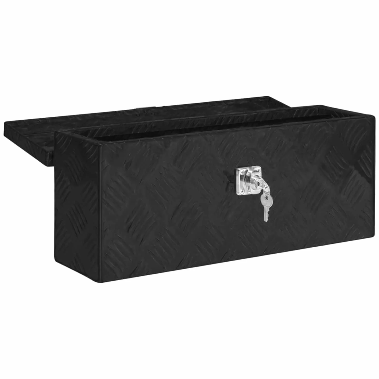 Homgoday Domowe czarne pudełko do przechowywania 50 x 15 x 20,5 cm Aluminiowe skrzynie i kufry zewnętrzne, pojemnik na narzędzia ogrodowe, pufa zewnętrzna, skrzynia zewnętrzna