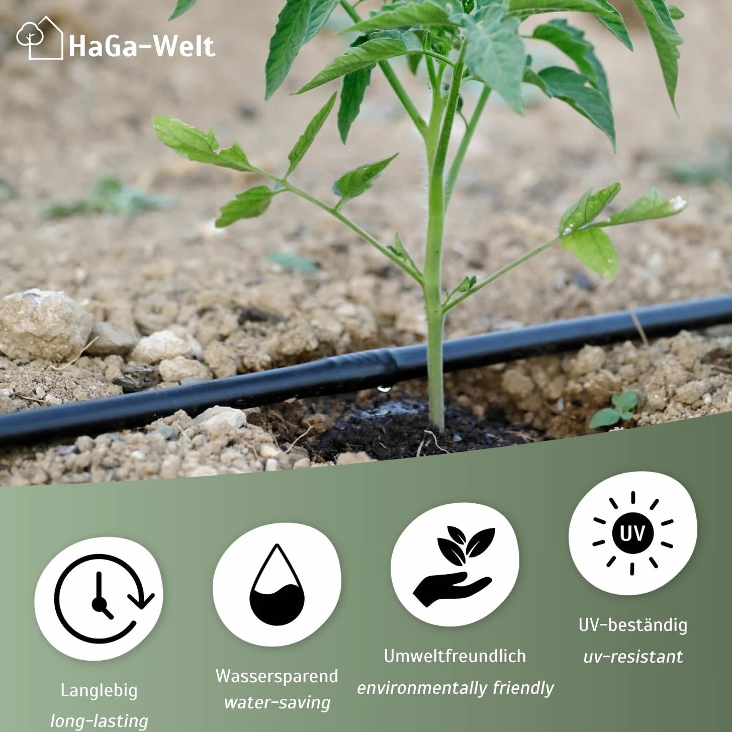 HaGa® Zestaw nawadniający - wąż ociekowy 16 mm długość 50 m z kompensacją ciśnienia wraz z akcesoriami - wąż perłowy nawadnianie ogrodu