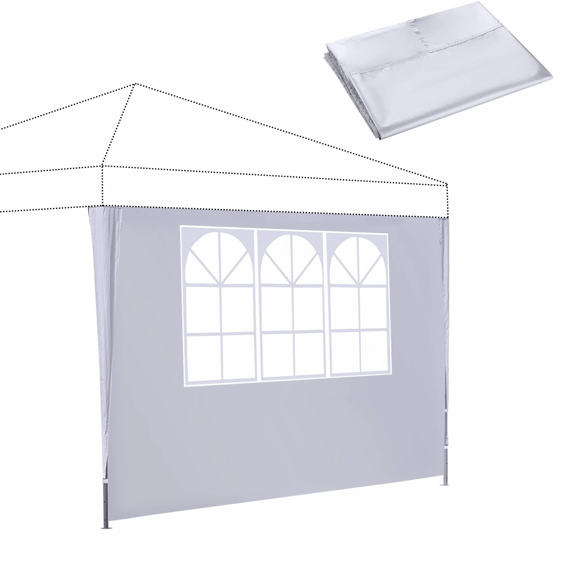 BONTEC Panel boczny namiotu 3048 mm x 1930 mm, wodoodporny i odporny na UV, z paskami velcro odpornymi na rozerwanie i półprzezroczystym oknem, odpowiedni do różnych zastosowań