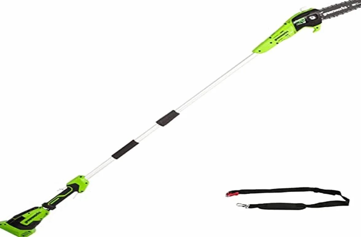 Greenworks G40PSF Akumulatorowa Pilarka na Wysięgniku, Ostrze 20cm, Szybkość Cięcia 8m/s, 3,64kg, Automatyczna Olejarka, Zbiornik Oleju 80ml, Zasięg 2.58m BEZ Baterii 40V i Ładowarki