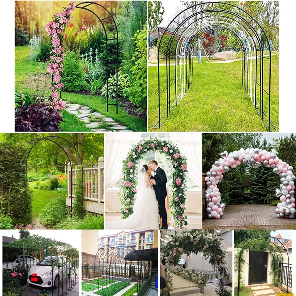 Metalowa altana pergola z łukiem róży do roślin pnących, odporna na warunki atmosferyczne, łuk ogrodowy na wesele, dekoracje weselne, szeroka altana, do różnych roślin pnących