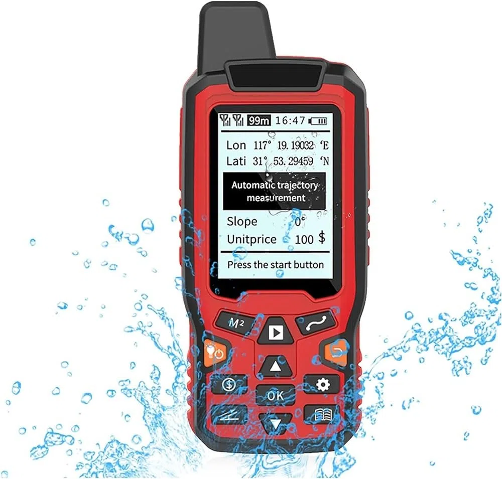 Miernik lądowy GPS, ręczne urządzenie do pomiaru powierzchni, sprzęt do pomiarów GPS z wyświetlaczem LCD 2,4", 3 tryby pomiaru, przenośny i wodoodporny, do rolnictwa, lasu, morza