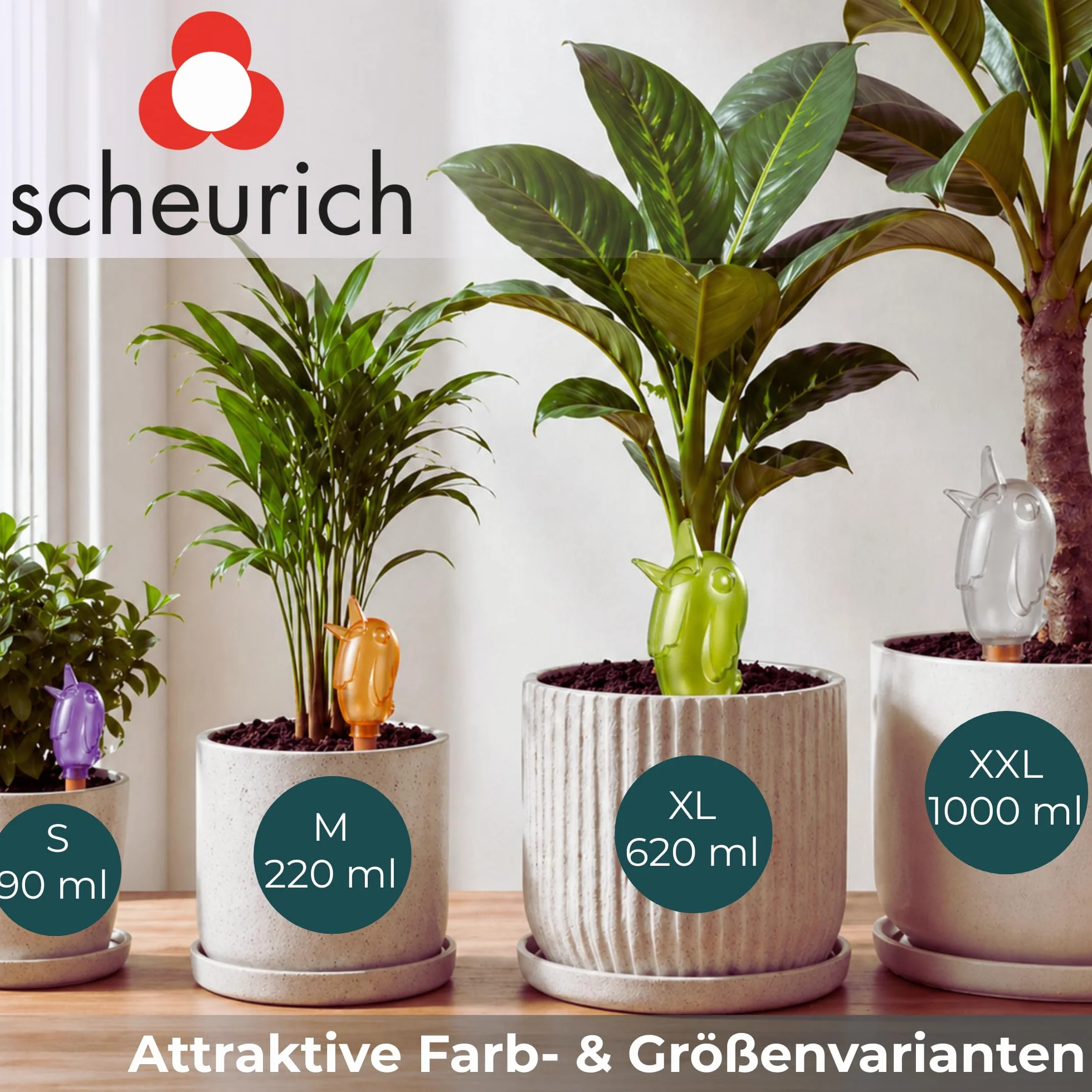 Scheurich Dozownik wody Bördy S | 16 x zielony | pojemność 90 ml | mała kulka nawadniająca z glinką | dozownik wody do roślin pokojowych i kwiatów, trzonek z terakoty