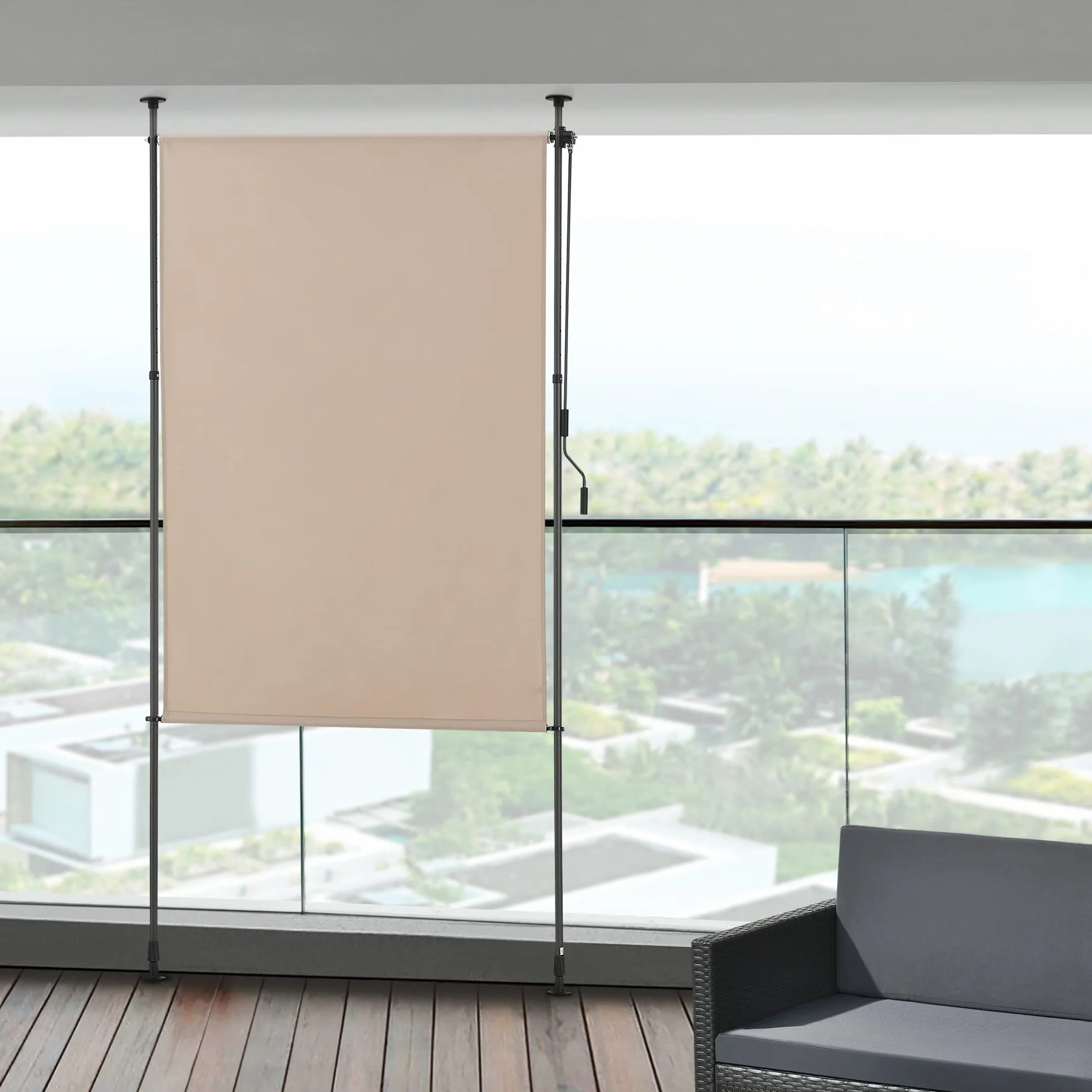 pro.tec Cimarra roleta zewnętrzna 150 x 270 cm z korbą ręczną, piaskowy