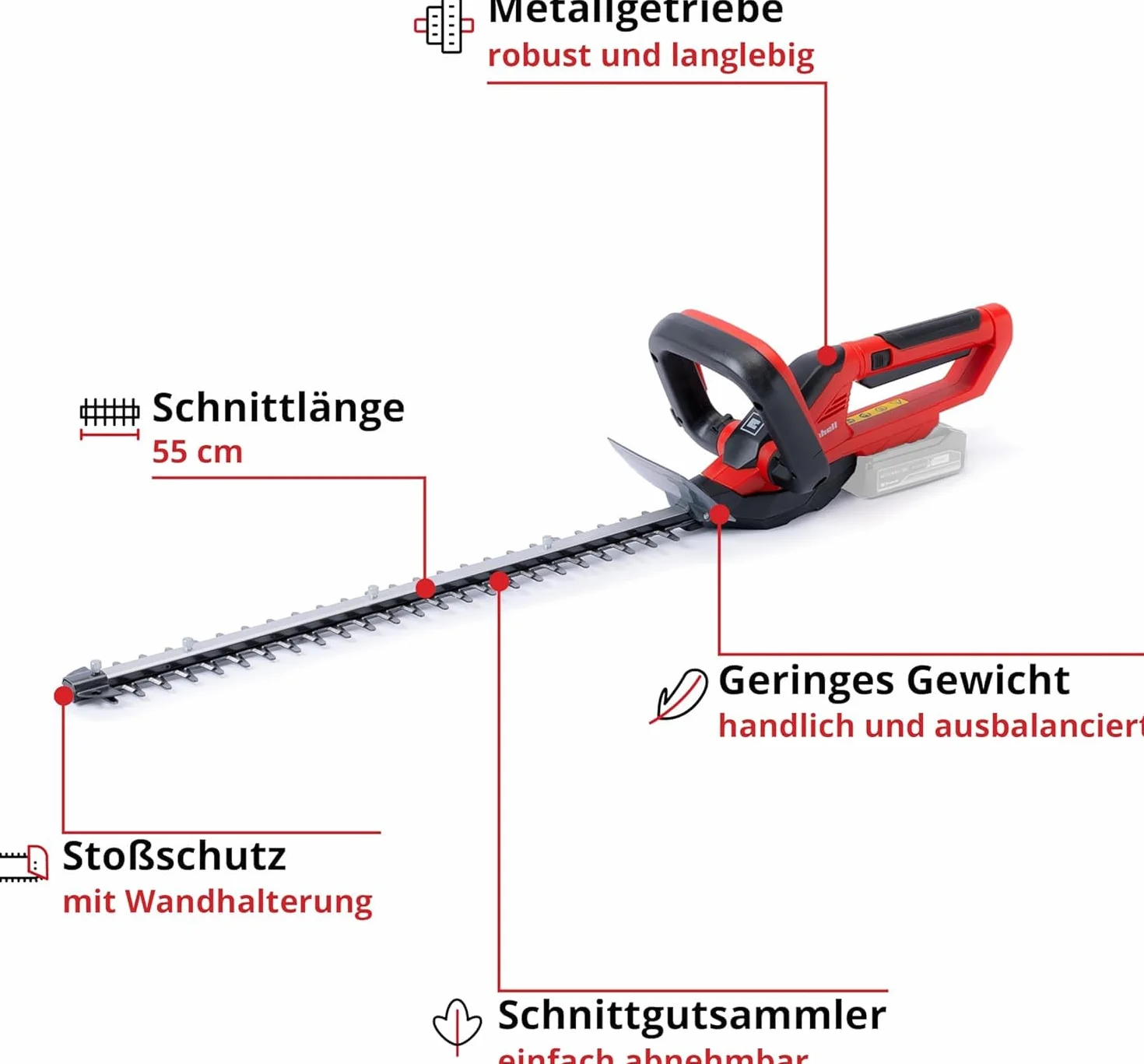 Einhell GC-CH 1855/1 Li-Solo Akumulatorowe nożyce do żywopłotu 18 V 55 cm