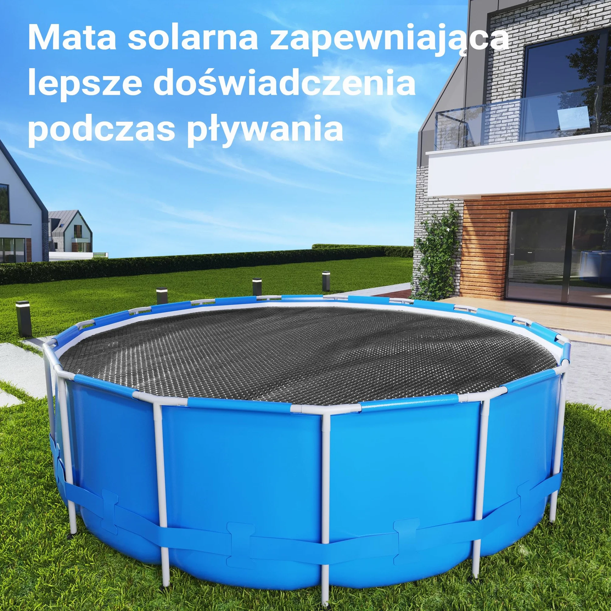 Wiltec Mata solarna do basenu Ø 3,6 m, czarna folia bąbelkowa na basen o grubości 400 µ, okrągła, do podgrzewania wody w basenie