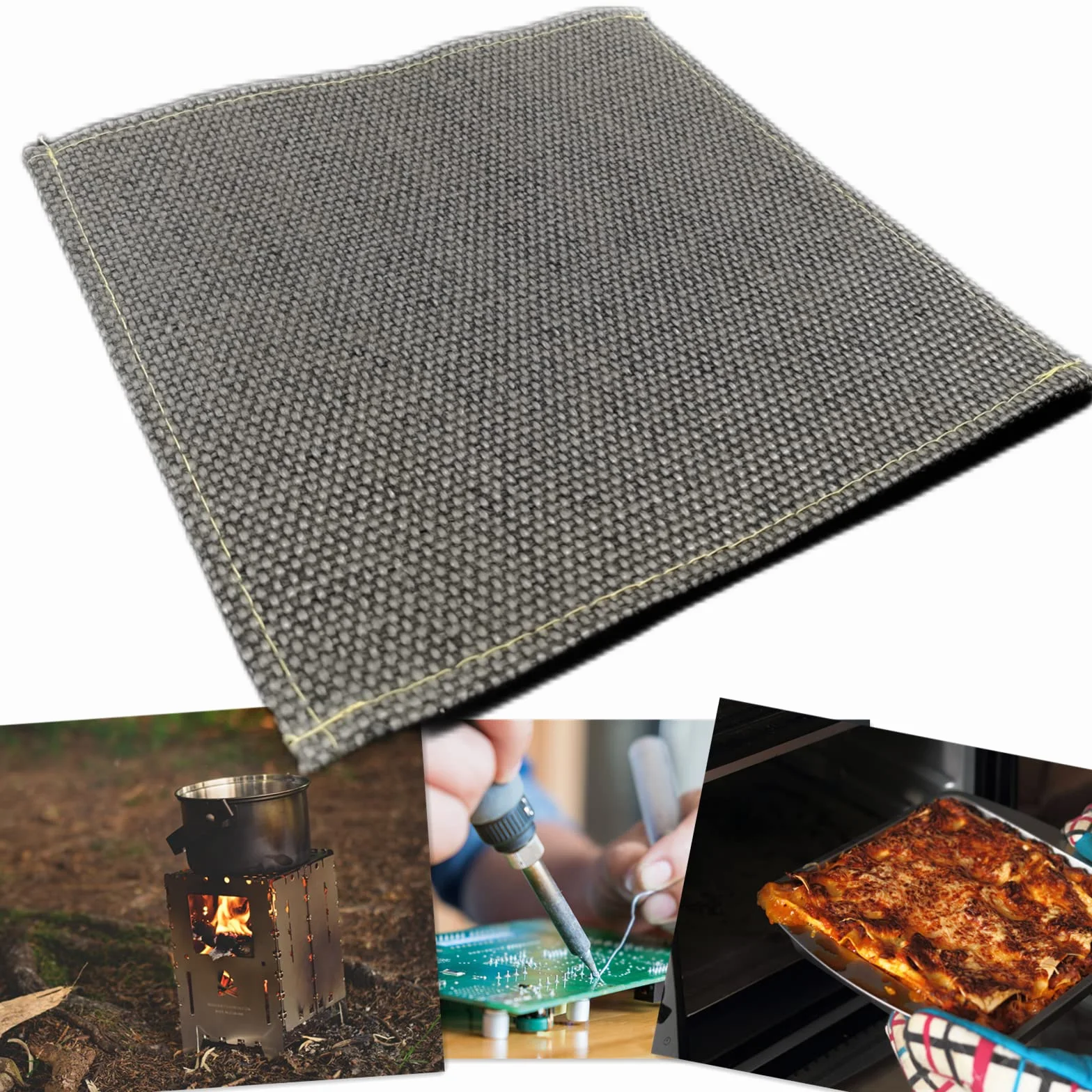 Mata ognioodporna, 250 x 250 mm do Bushbox 900°C, trwała 1150°C, nadaje się zarówno do wewnątrz, jak i na zewnątrz. Izolowana termicznie mata ognioodporna