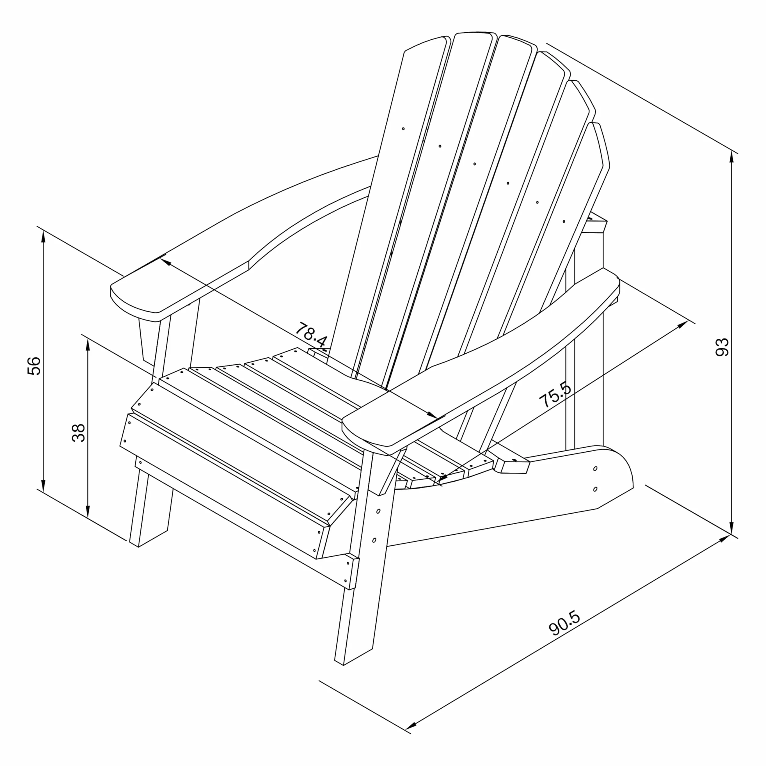 AXI Carmen Adirondack Krzeslo, krzeslo ogrodowe z drewna, kolor kawowy | drewniane krzesla ogrodowe dla 1 osoby/lezak/fotel wypoczynkowy z podlokietnikiem | 90,5 x 78,4 x 93 cm