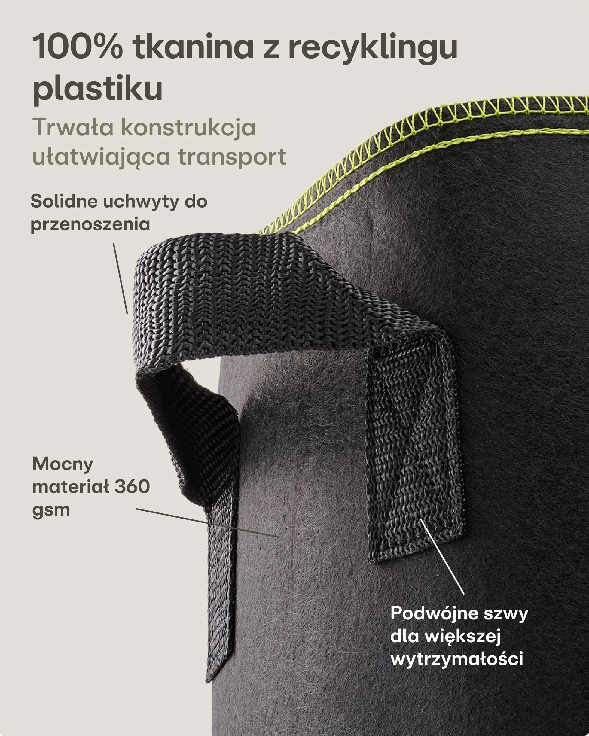 Worek do sadzenia 190L - Worek do sadzenia z etykietami - Z uchwytem - Do ziół, kwiatów, truskawek