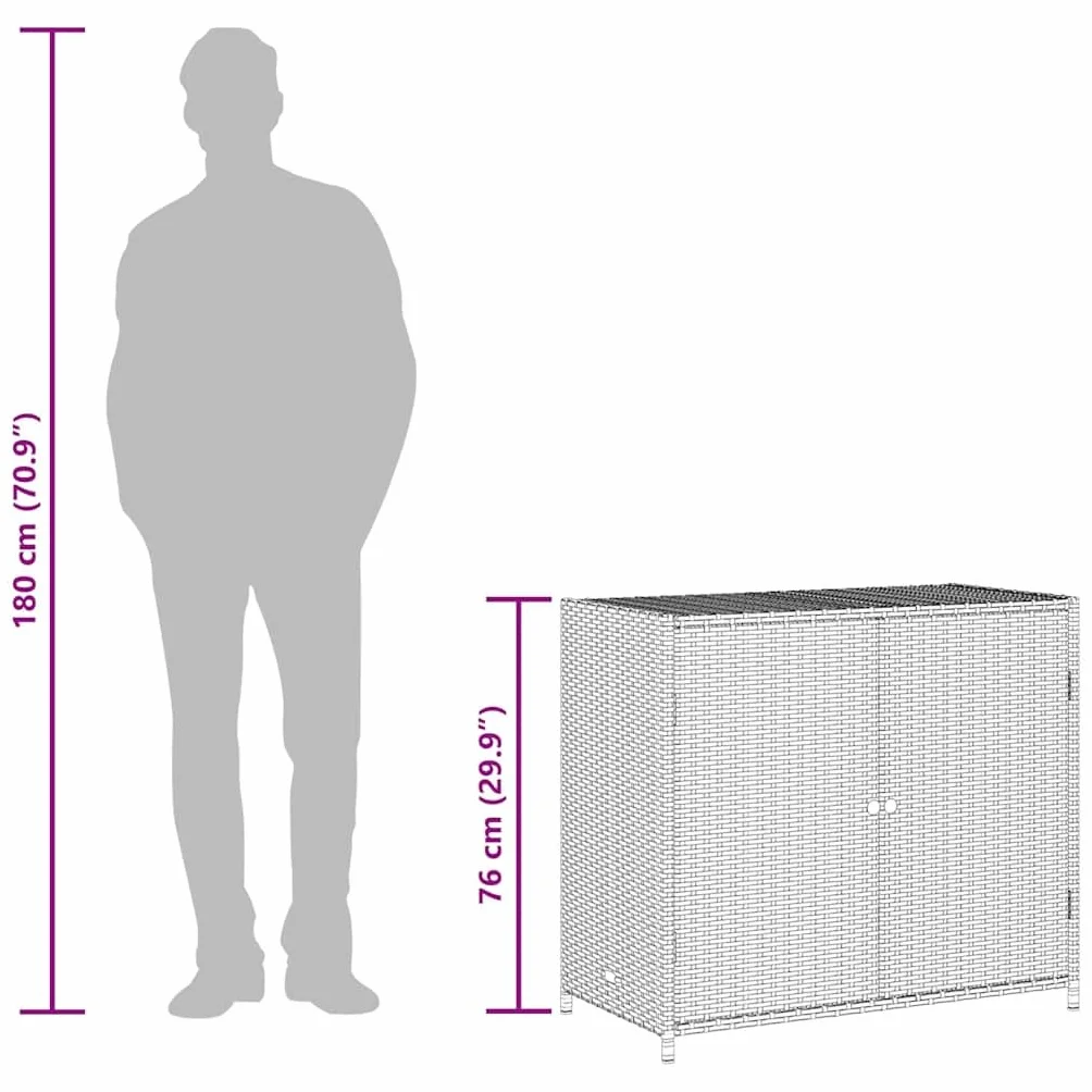 vidaXL Szafka ogrodowa polirattan czarna 83x45x76 cm