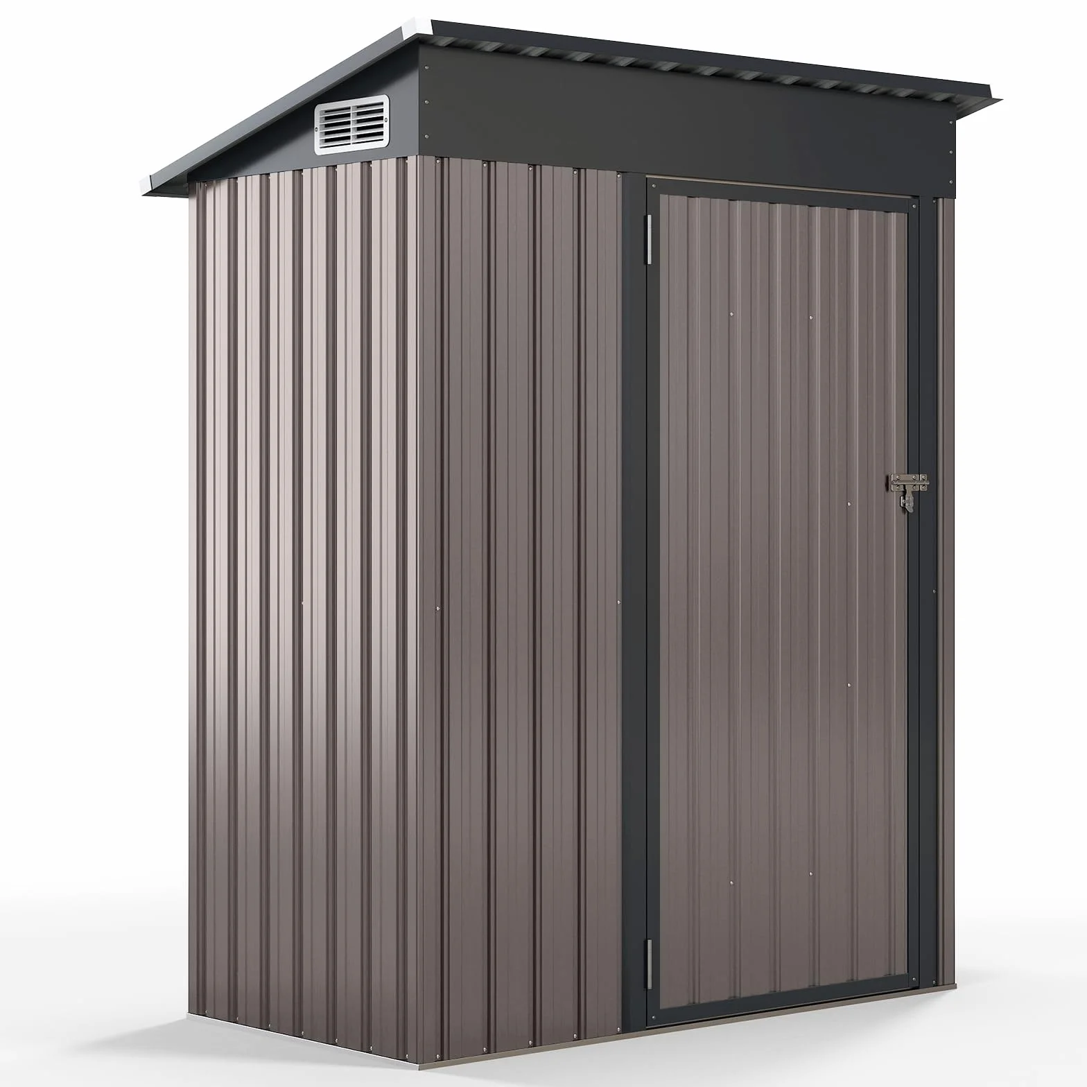 COSTWAY szopa ogrodowa, metalowa, 150 x 90,5 x 185 cm | 1,5 m³, szopa na narzędzia z dachem jednospadowym i drzwiami, szopa na narzędzia z zamkiem, szopa ogrodowa, szopa na narzędziach ogrodowych na