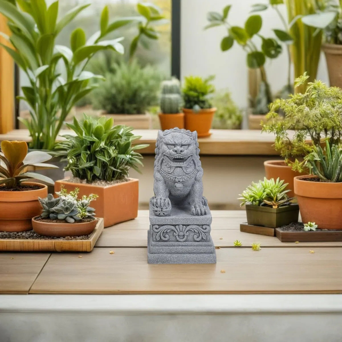 2 Szt. posągi zwierząt Figurki zwierząt mini figurki ogrodowe Statua lwa Light Grey