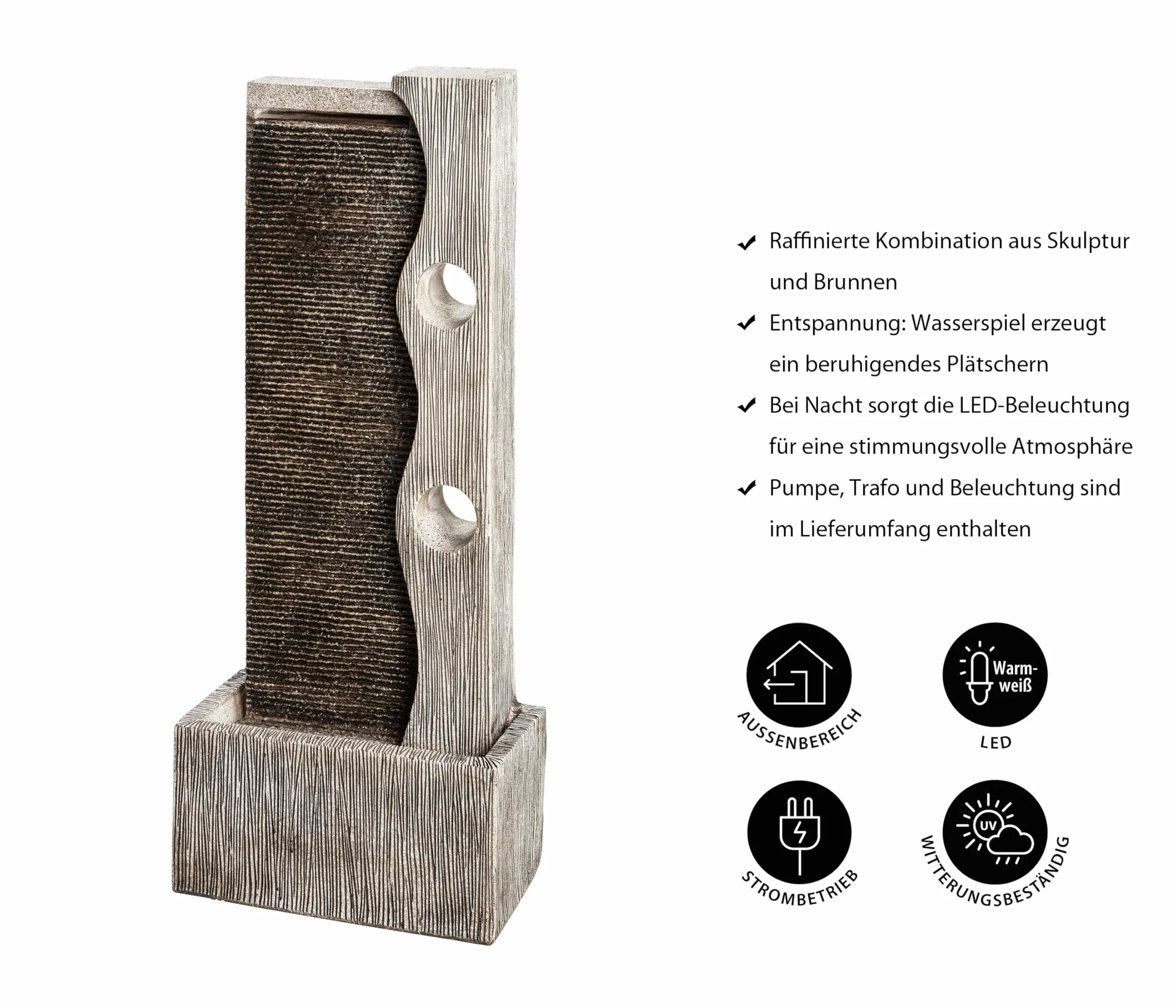 Dehner Eclipse Fontanna Ogrodowa, Wielokolorowy, 100 x 40 x 19,8 cm