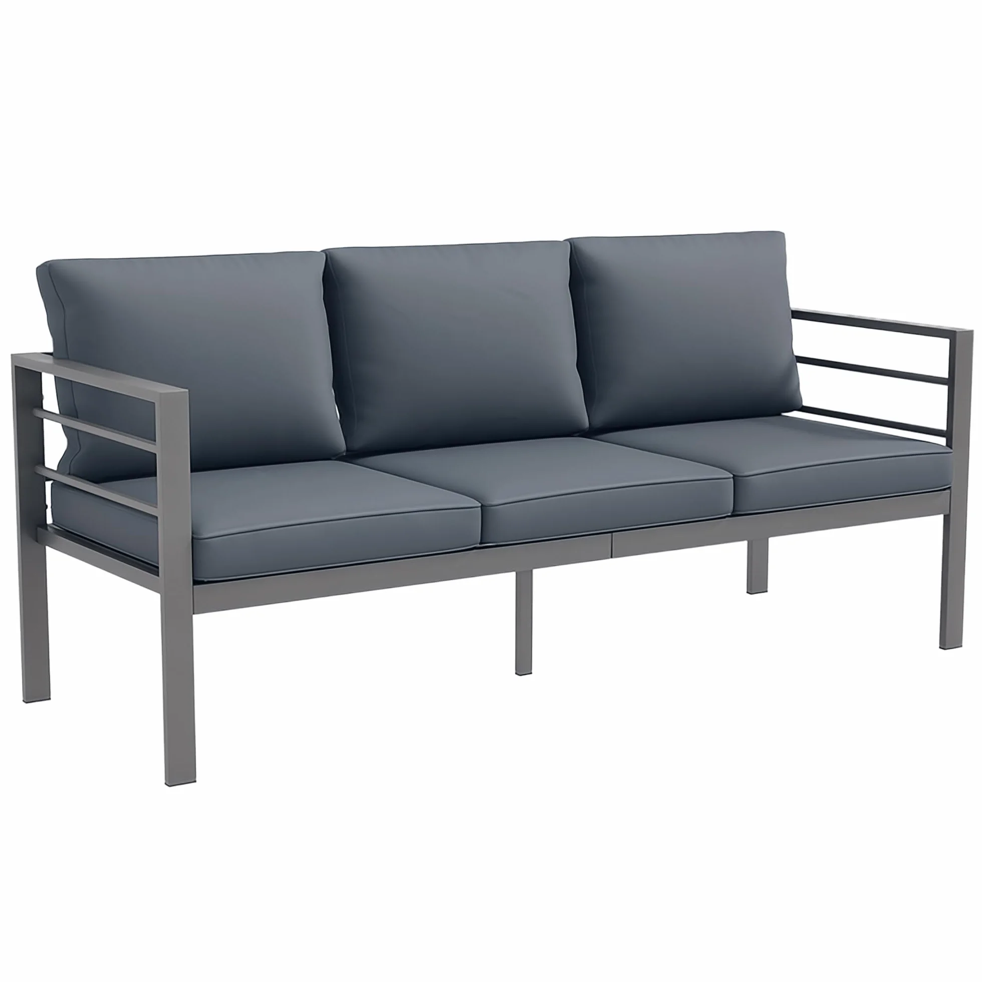 Outsunny 3-osobowa sofa ogrodowa aluminiowa sofa zewnętrzna meble ogrodowe z poduszkami do siedzenia i oparciem - 185L x 66 l x 64H cm