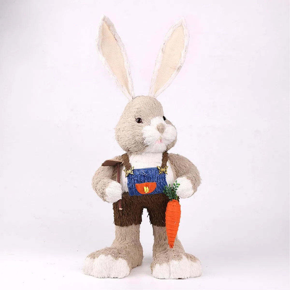 Fyearfly Dekoracja królika ręcznie tkana słomka 60 cm figurka do dekoracji domu ogrodu sklepu