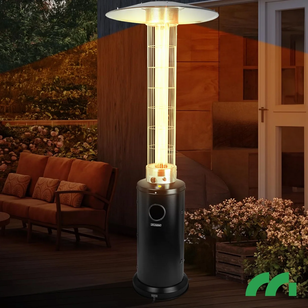 MalTec lampa grzewcza 13kW do 20m² grzejnik tarasowy na gaz stalowa osłona koła wąż