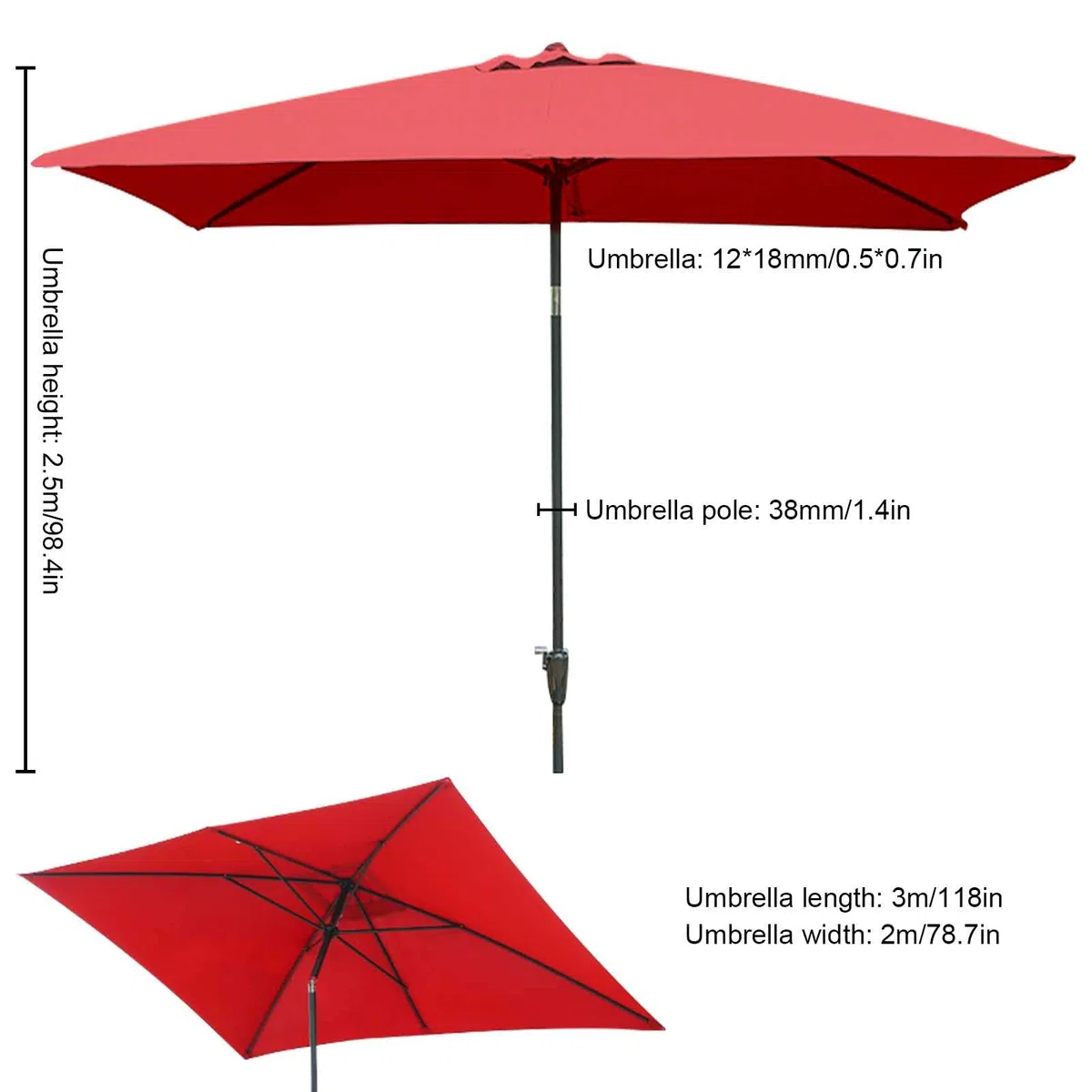 Parasol ogrodowy,Duży parasol ogrodowy, odkryty parasol stołowy do basenu z odpornym na przechylanie i korbę, chroniony przed promieniowaniem UV do trawnika ogrodowego na podwórku