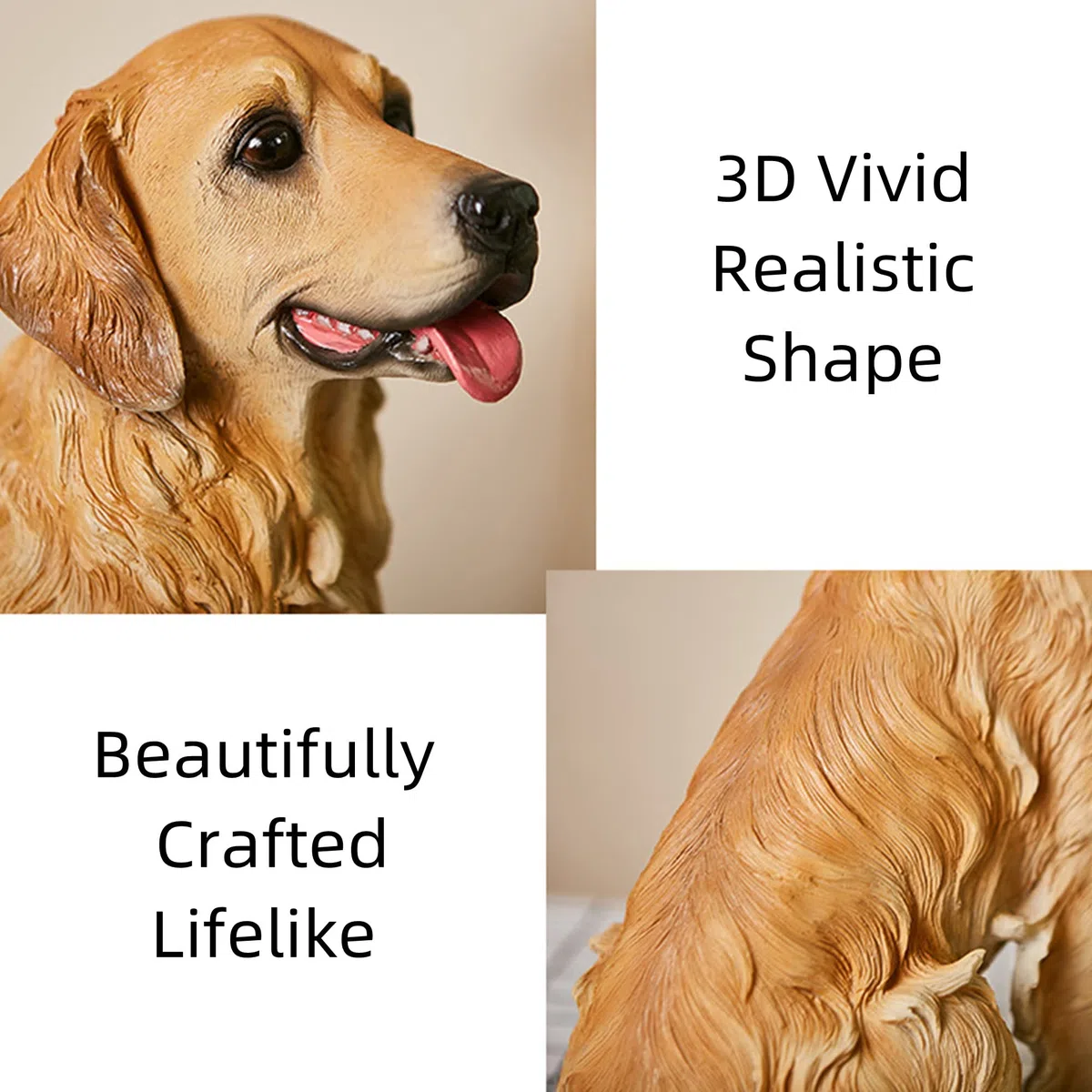 Figurka psa ozdoba ogrodowa - duża rzeźba Golden Retriever na patio, balkon, dekoracja trawnika