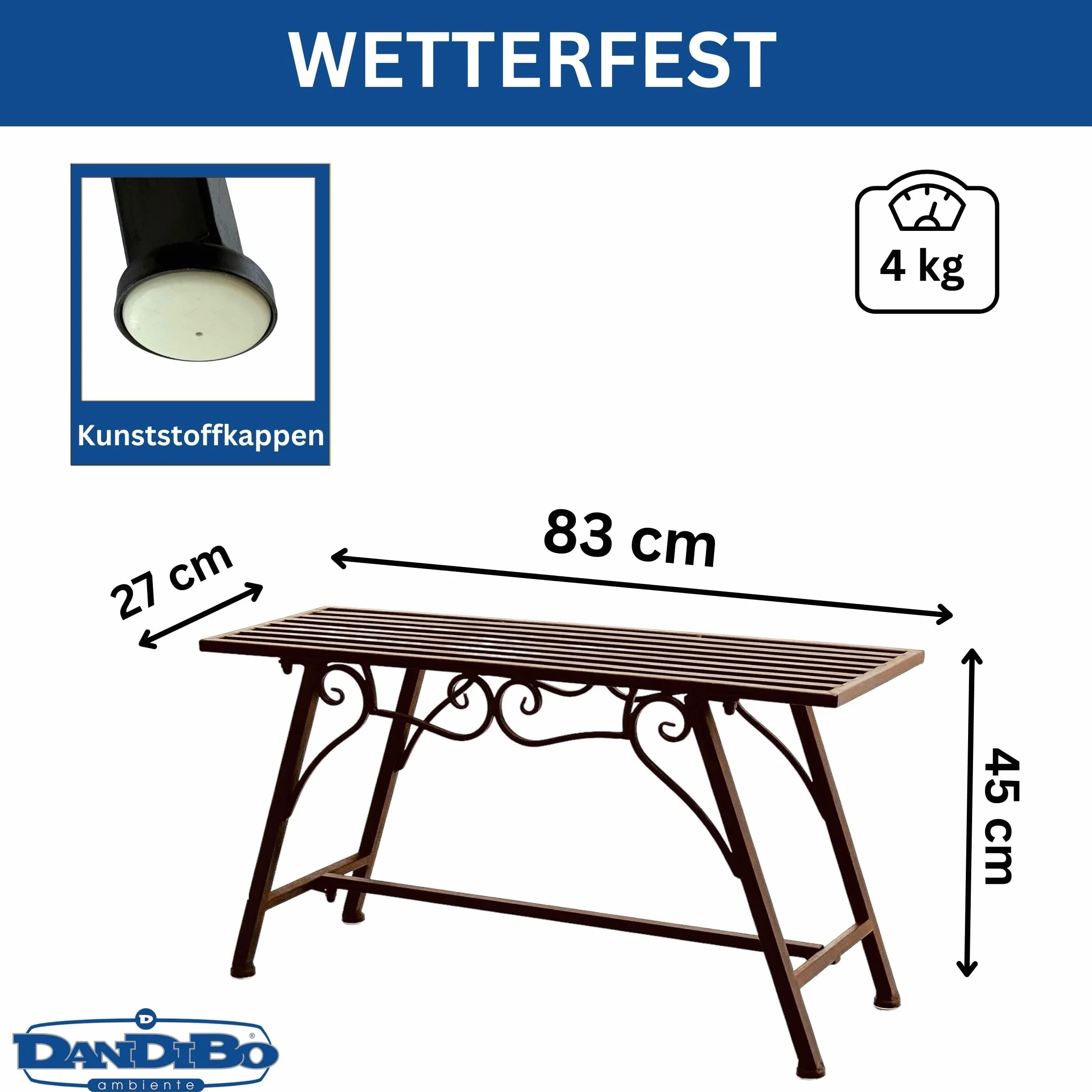 Siedzenie na ławce "CUCCIO-S" B-83 cm 77824 ławka ogrodowa wykonana z metalowych mebli ogrodowych