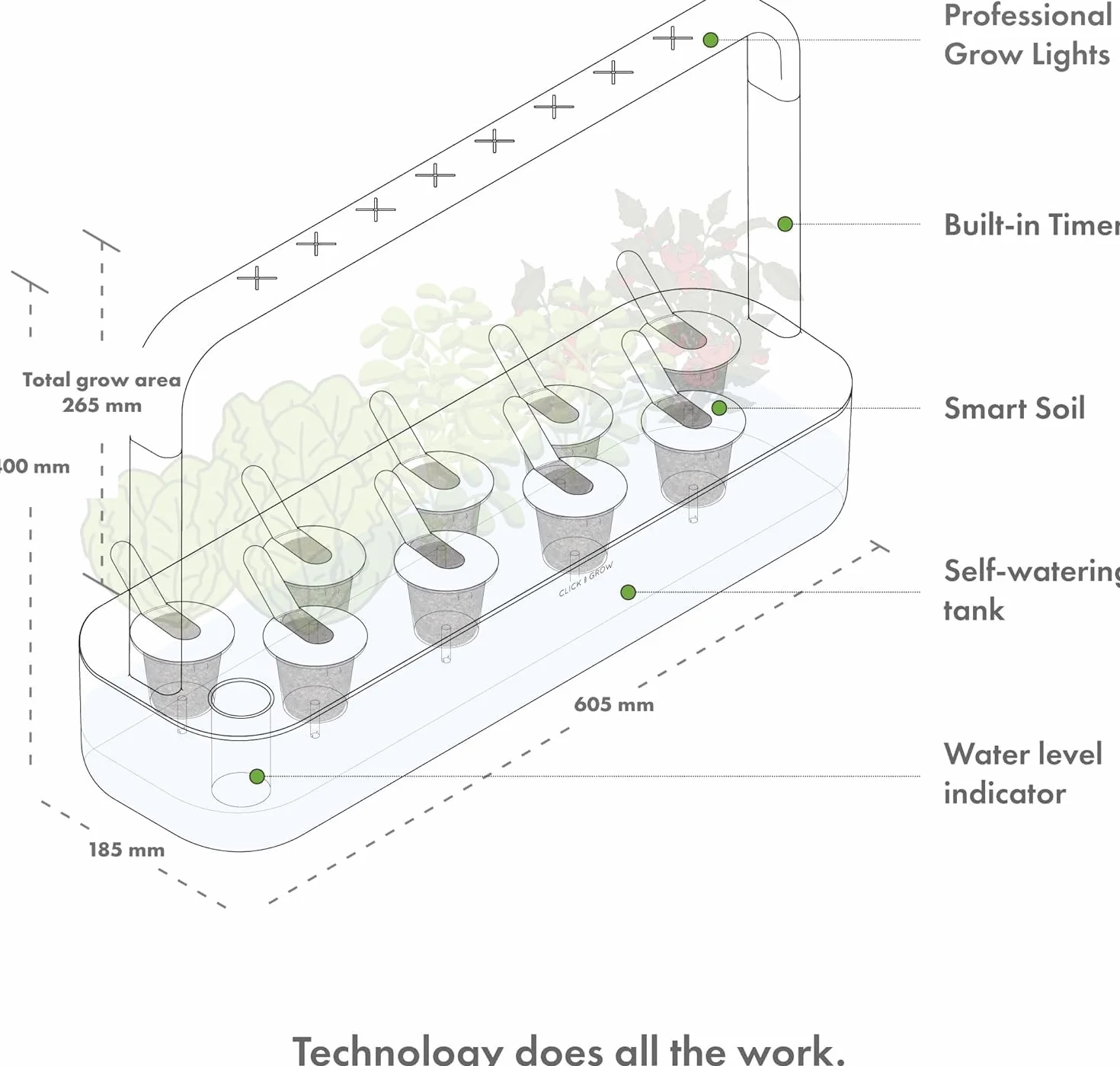 Click and Grow wewnętrzny ogród, prostszy niż hydroponiczny system uprawy, Smart Garden z diodami LED, ogród ziołowy, szklarnia wewnętrzna z 9 kapsułami (biała)