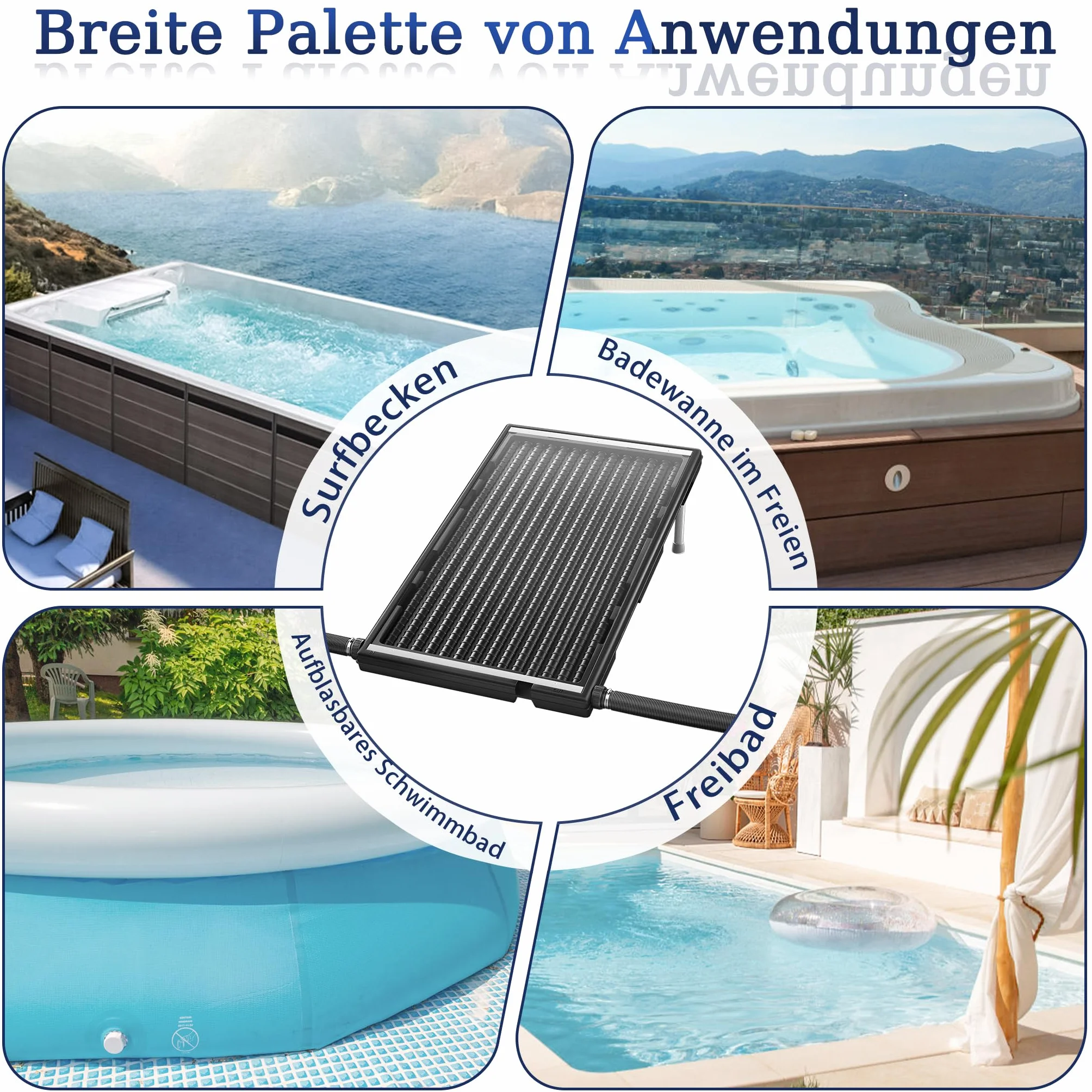 YUENFONG Ogrzewanie basenowe, kolektor słoneczny z wężem, kolektor słoneczny, ogrzewanie o pojemności 15 l, ogrzewanie solarne do basenu, ogrodu, 111,5 x 66 cm, 1 sztuka